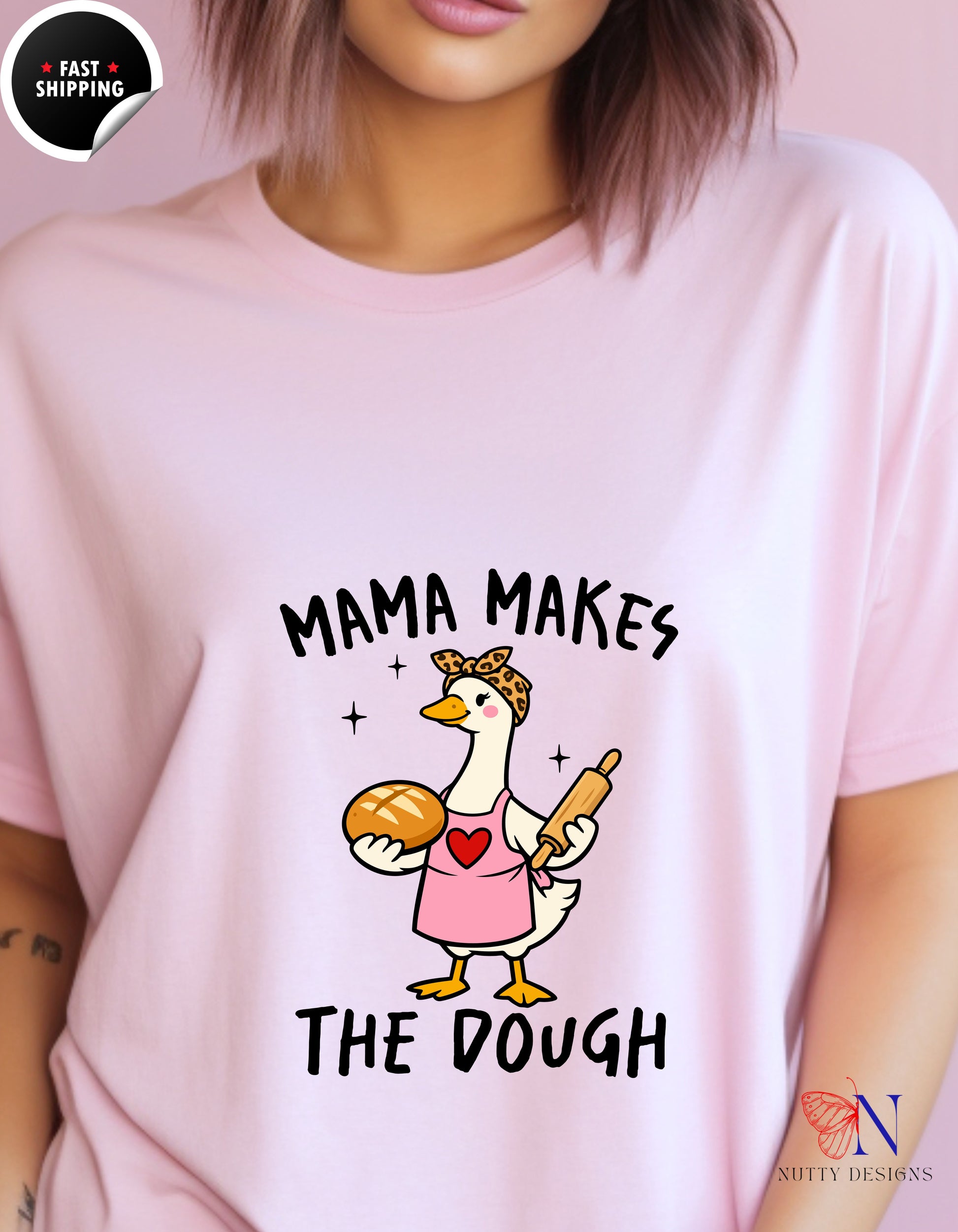 Mama Makes The Dough Funny Mom Goose t-shirt lifestyle mockup - Mother's Day gift