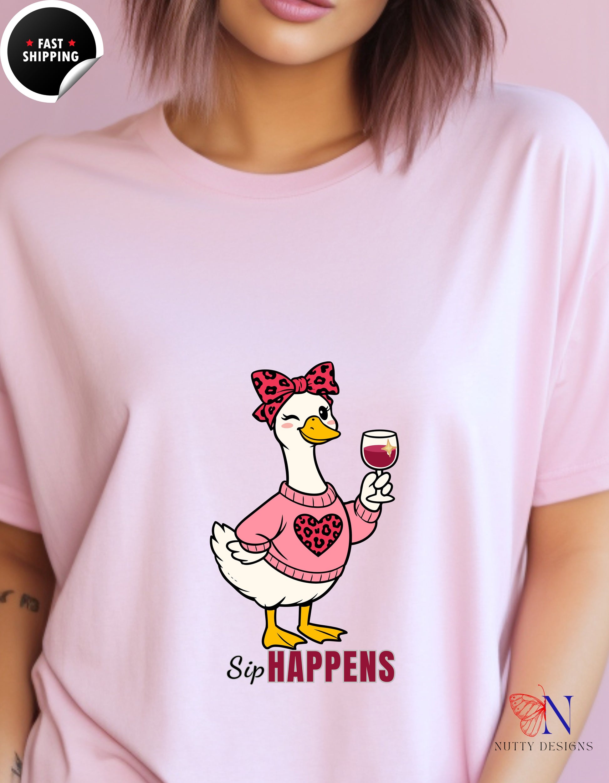 Sip Happens Mama Goose Wine t-shirt lifestyle mockup - Mother's Day gift