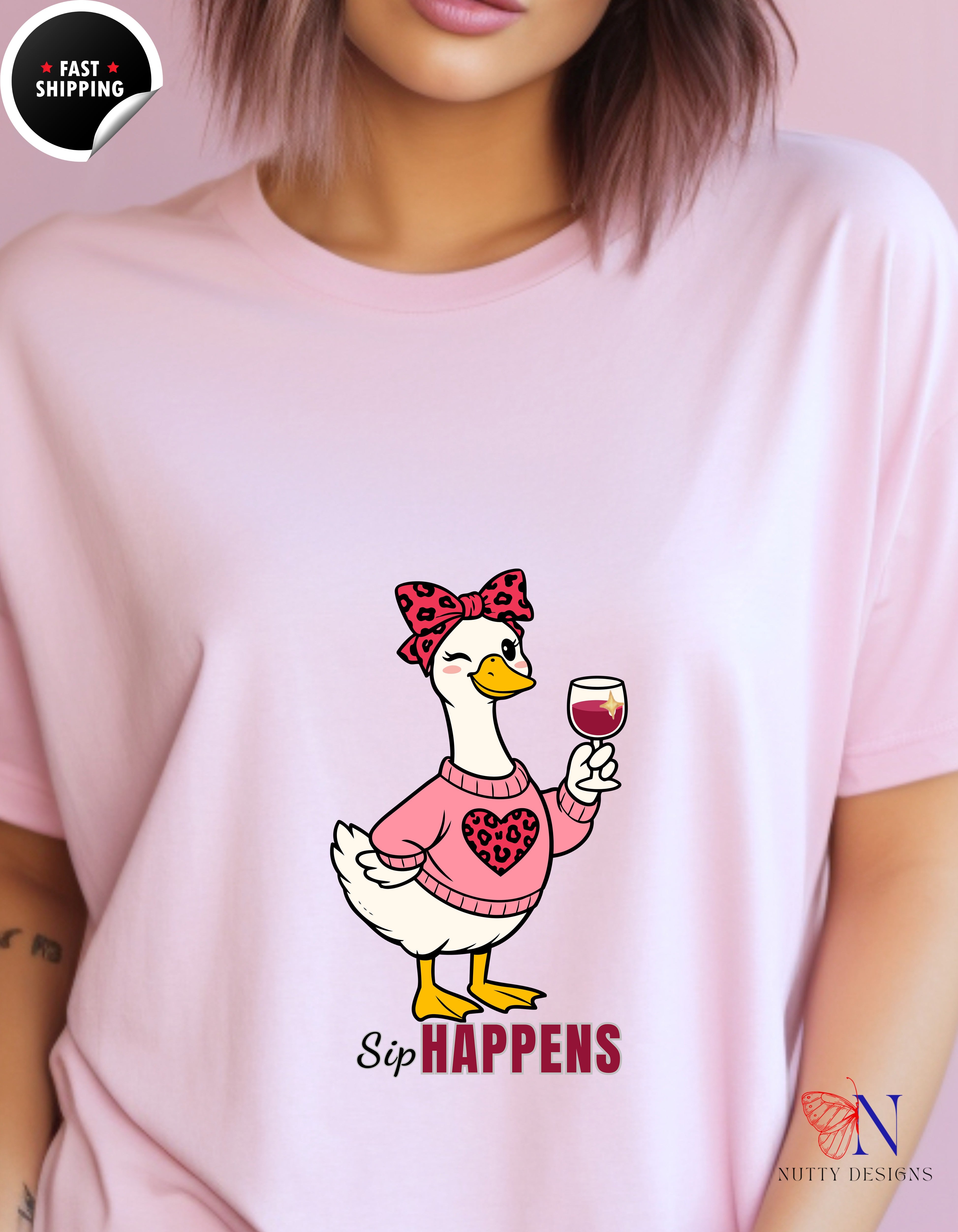 Sip Happens Mama Goose Wine t-shirt lifestyle mockup - Mother's Day gift