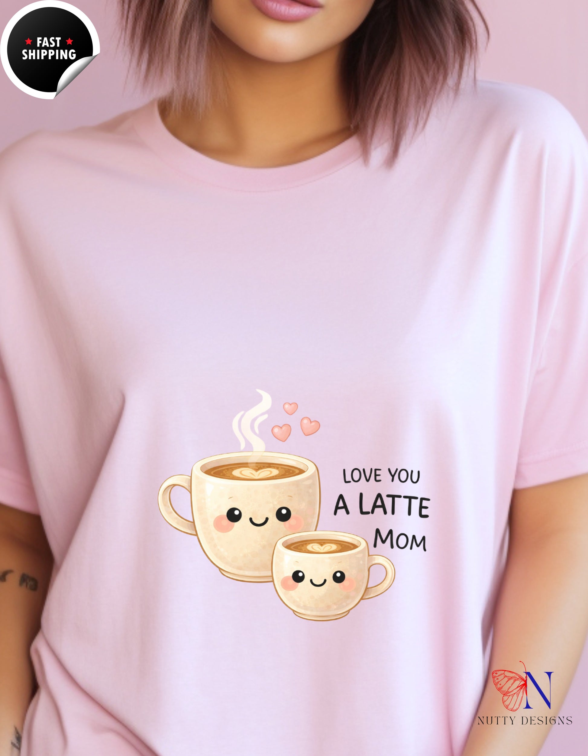 Love You A Latte Mom Coffee t-shirt lifestyle mockup - Mother's Day gift