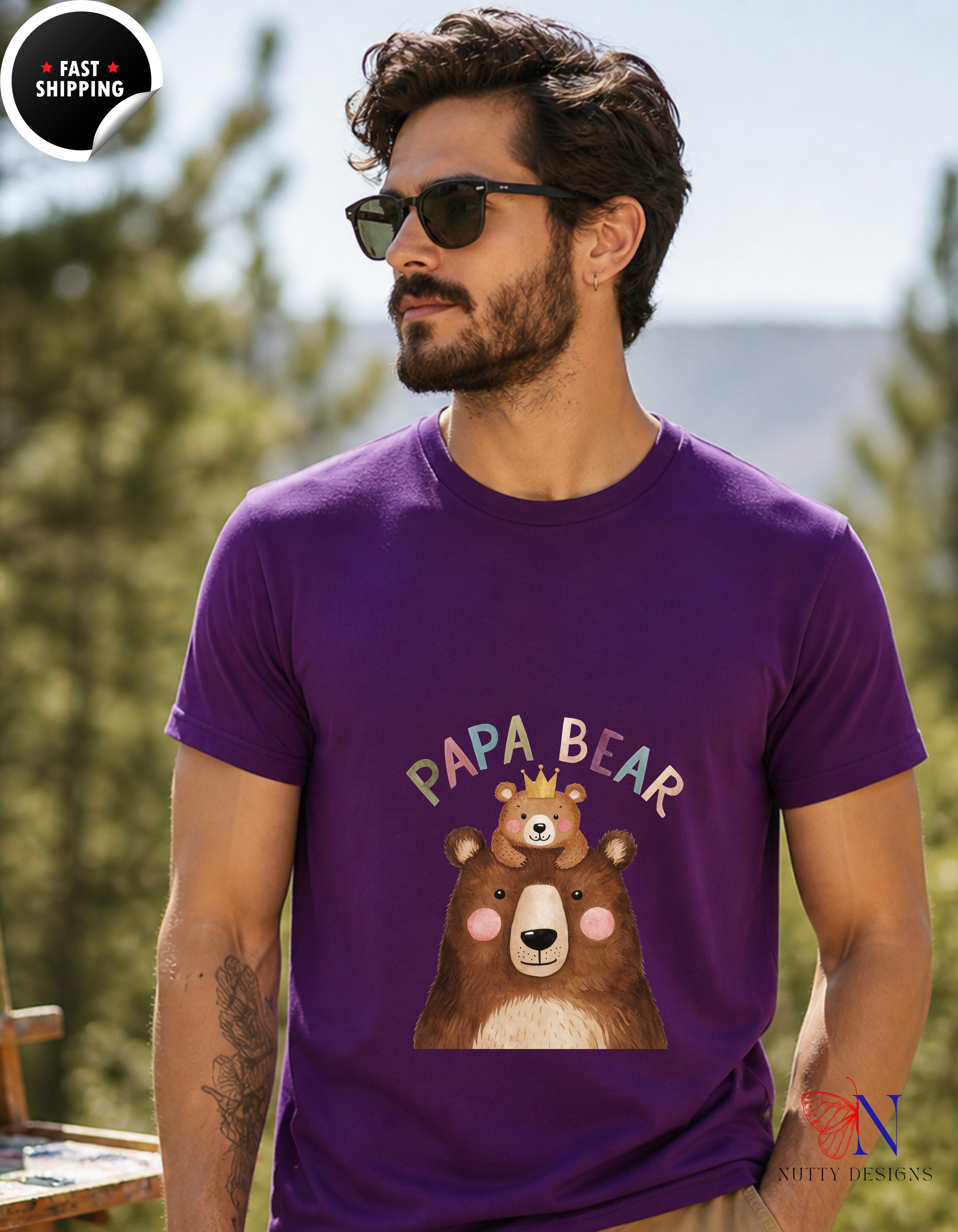 Papa Bear Father's Day T-Shirt - Funny Dad Gift - Unisex Tee