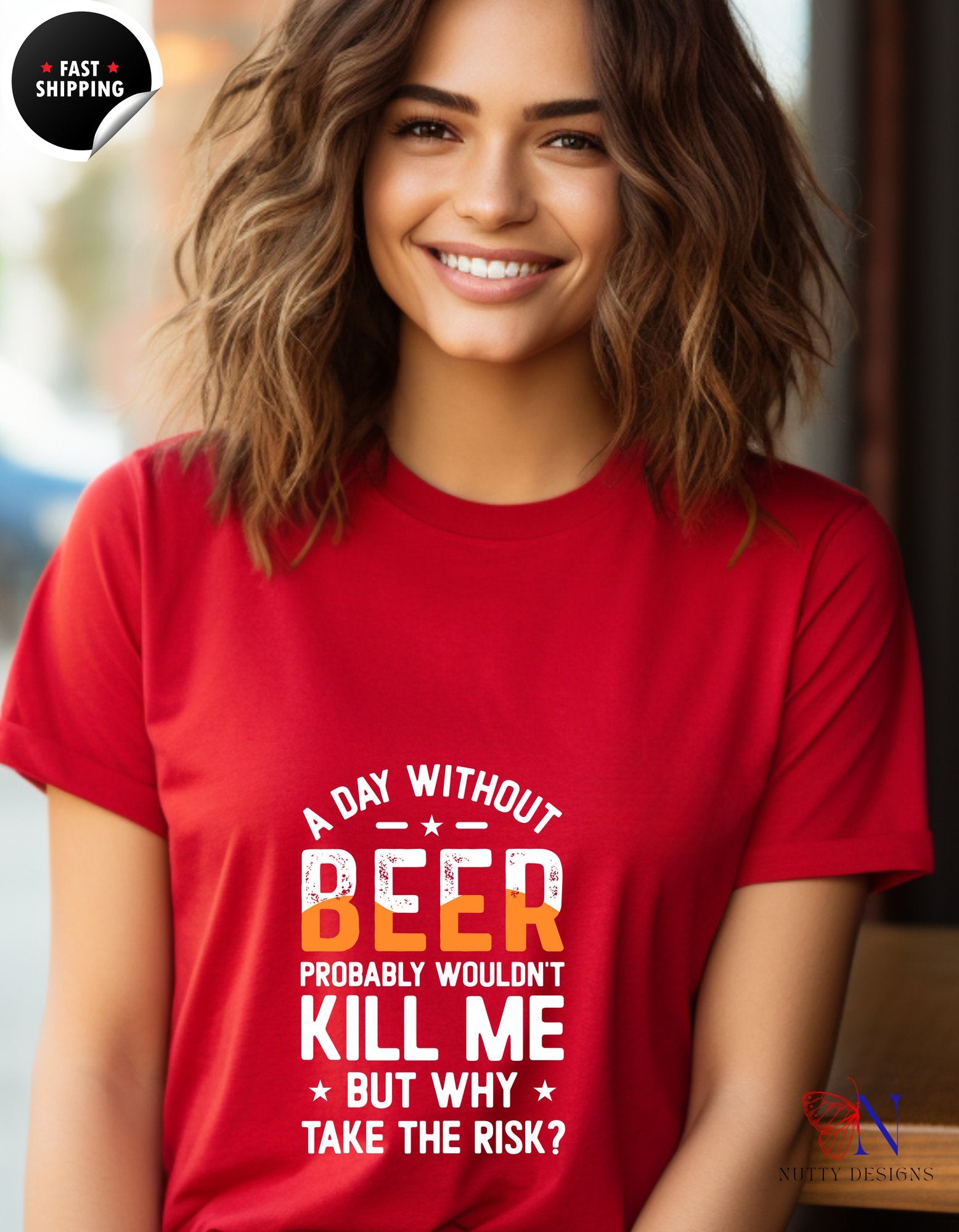 Beer Lover T-Shirt, Funny Day-Ending Beer Drinking Tee - Tees_Red W