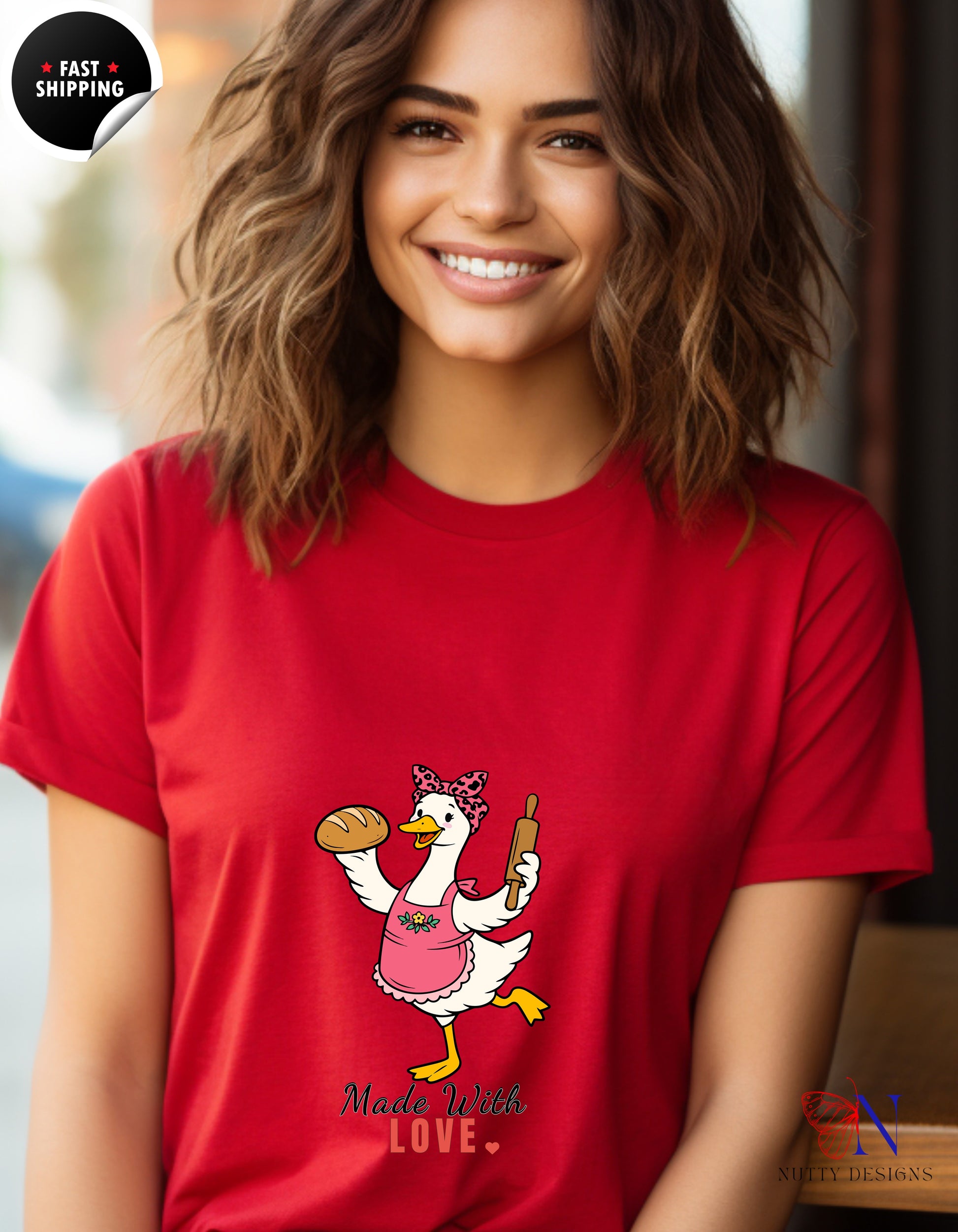 Made With Love Baker Mama Goose t-shirt lifestyle mockup - Mother's Day gift