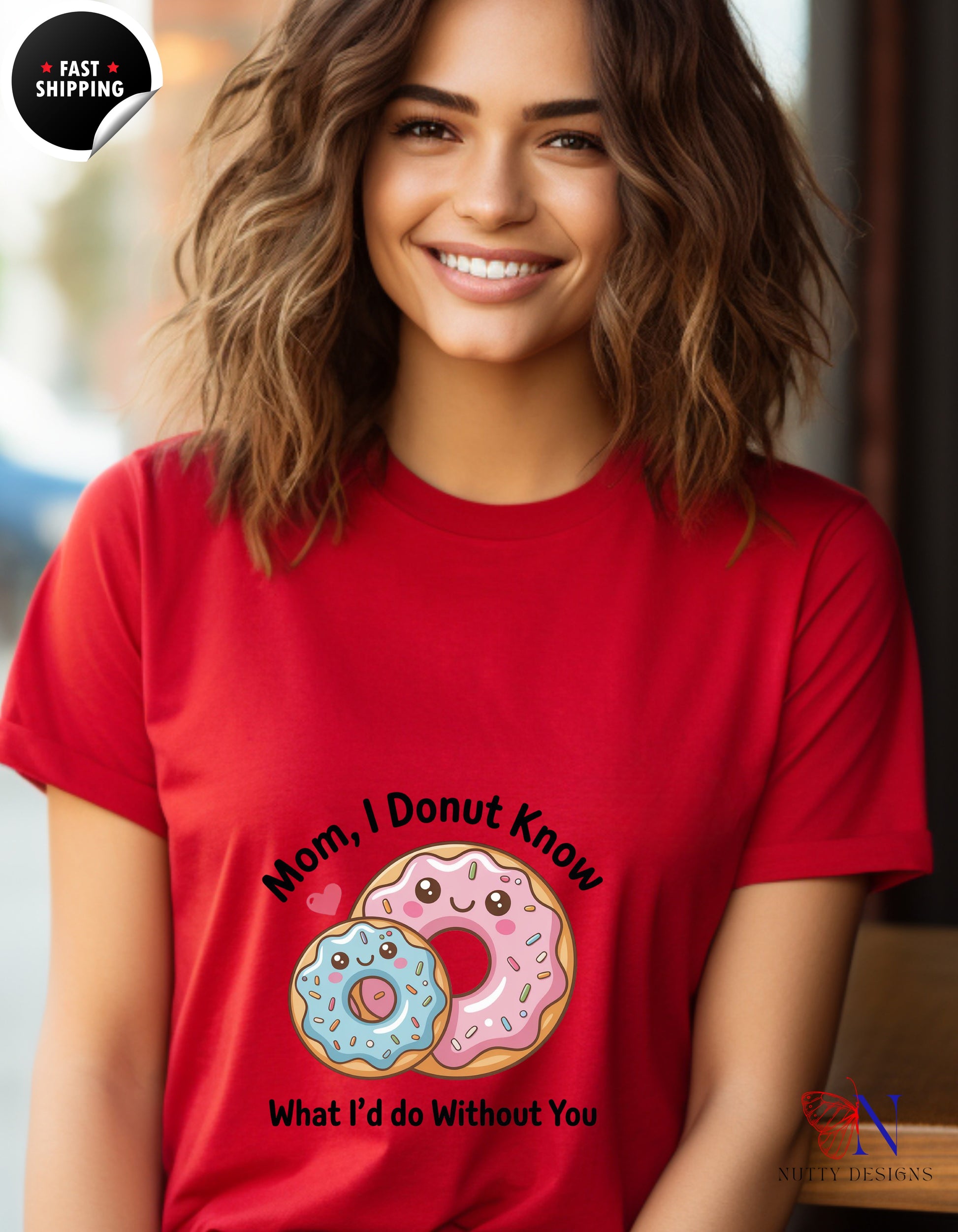 Mom I Donut Know What I Would Do Without You V2 t-shirt lifestyle mockup - Mother's Day gift