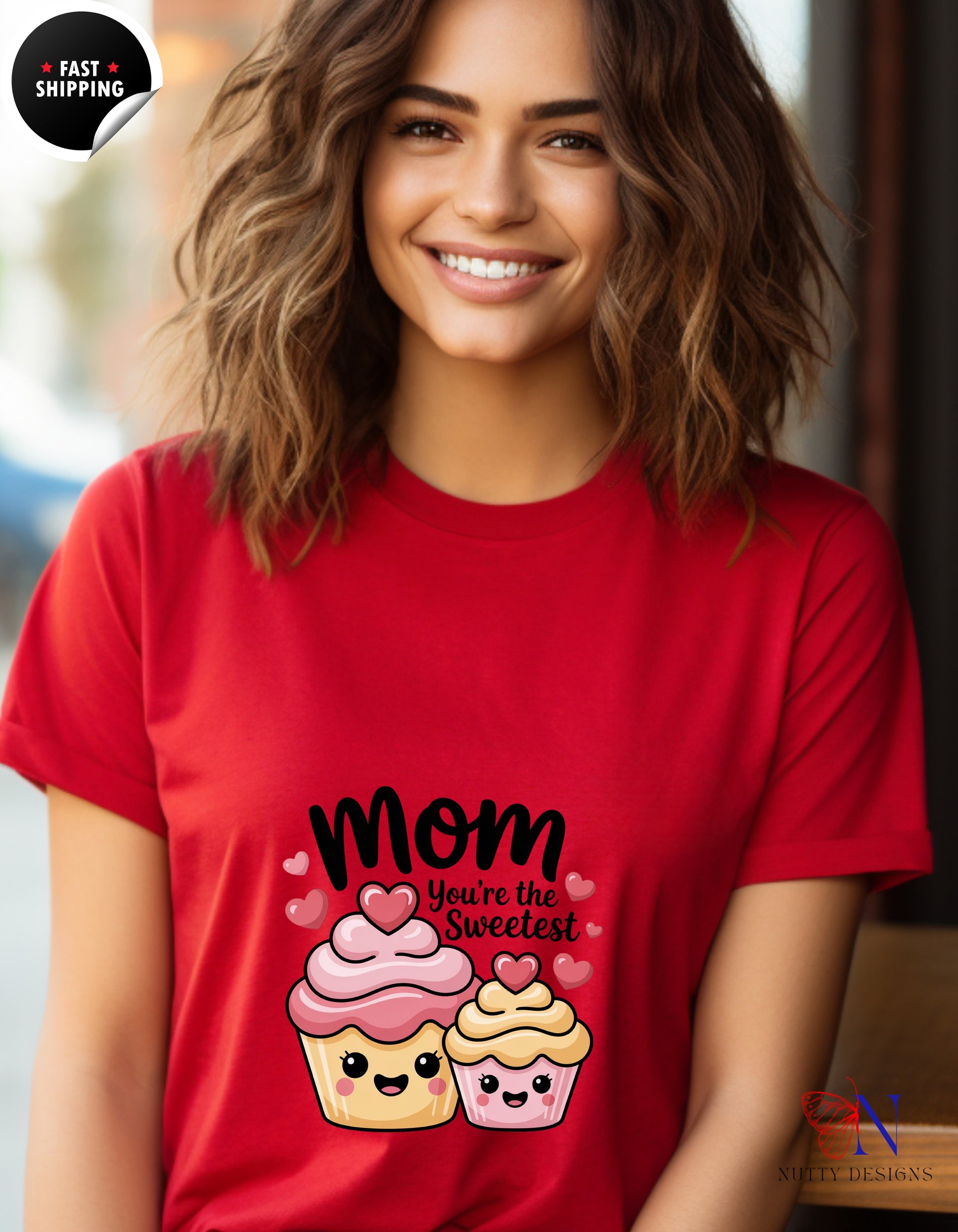 Mom You're The Sweetest Cupcake t-shirt lifestyle mockup - Mother's Day gift