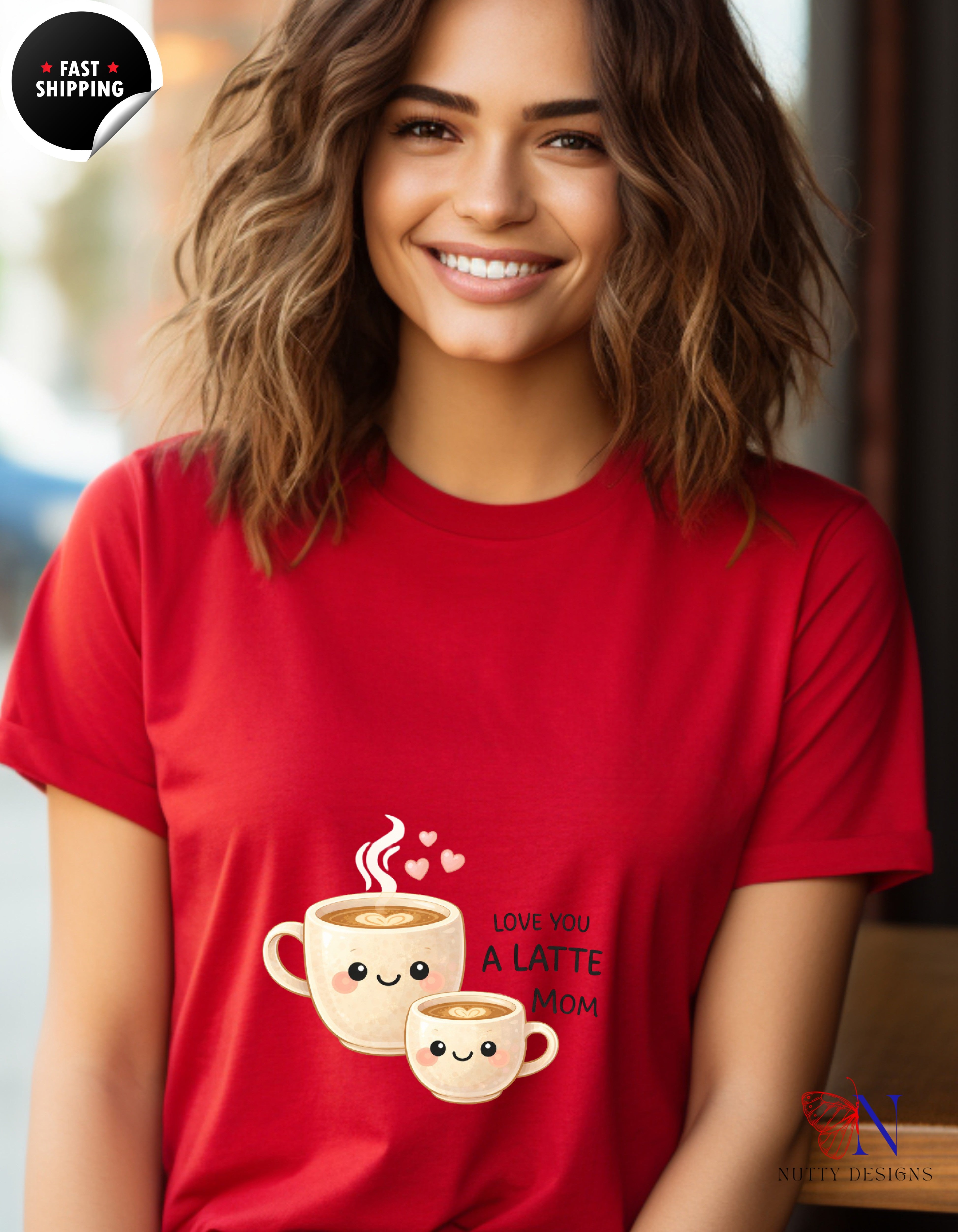 Love You A Latte Mom Coffee t-shirt lifestyle mockup - Mother's Day gift