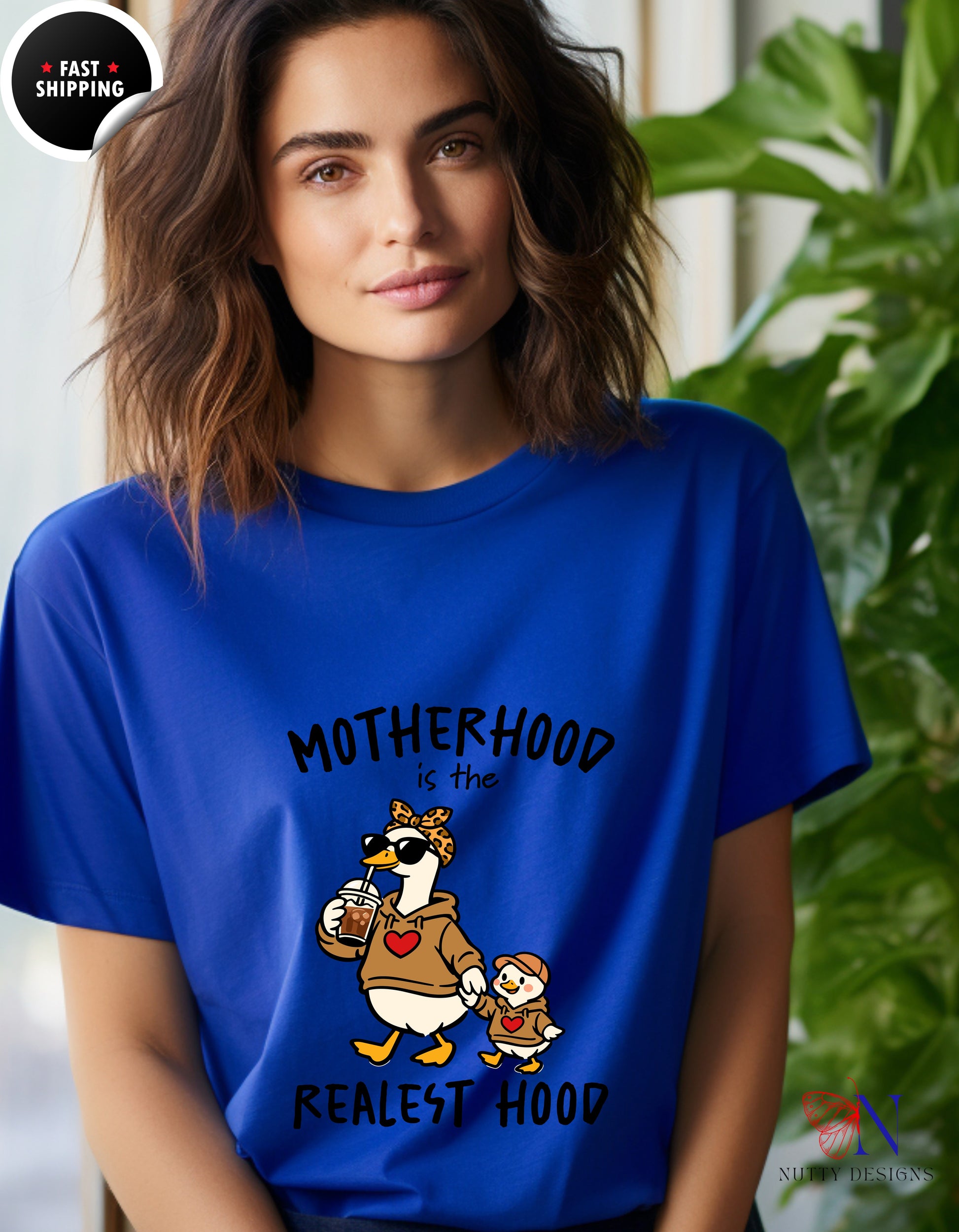 Motherhood Is The Realest Hood Mom Goose t-shirt lifestyle mockup - Mother's Day gift