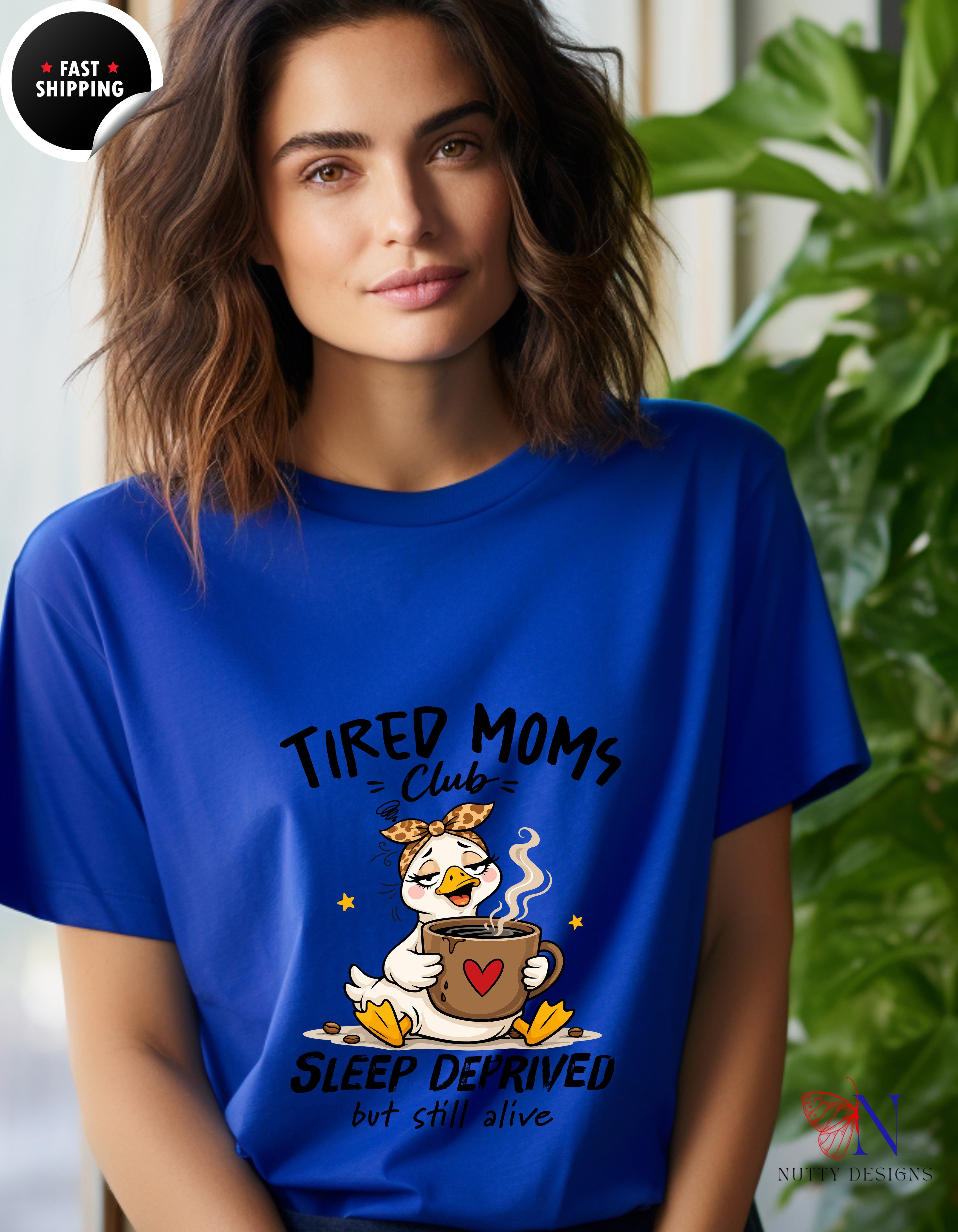Tired Moms Club Sleep Deprived But Still Alive t-shirt lifestyle mockup - Mother's Day gift