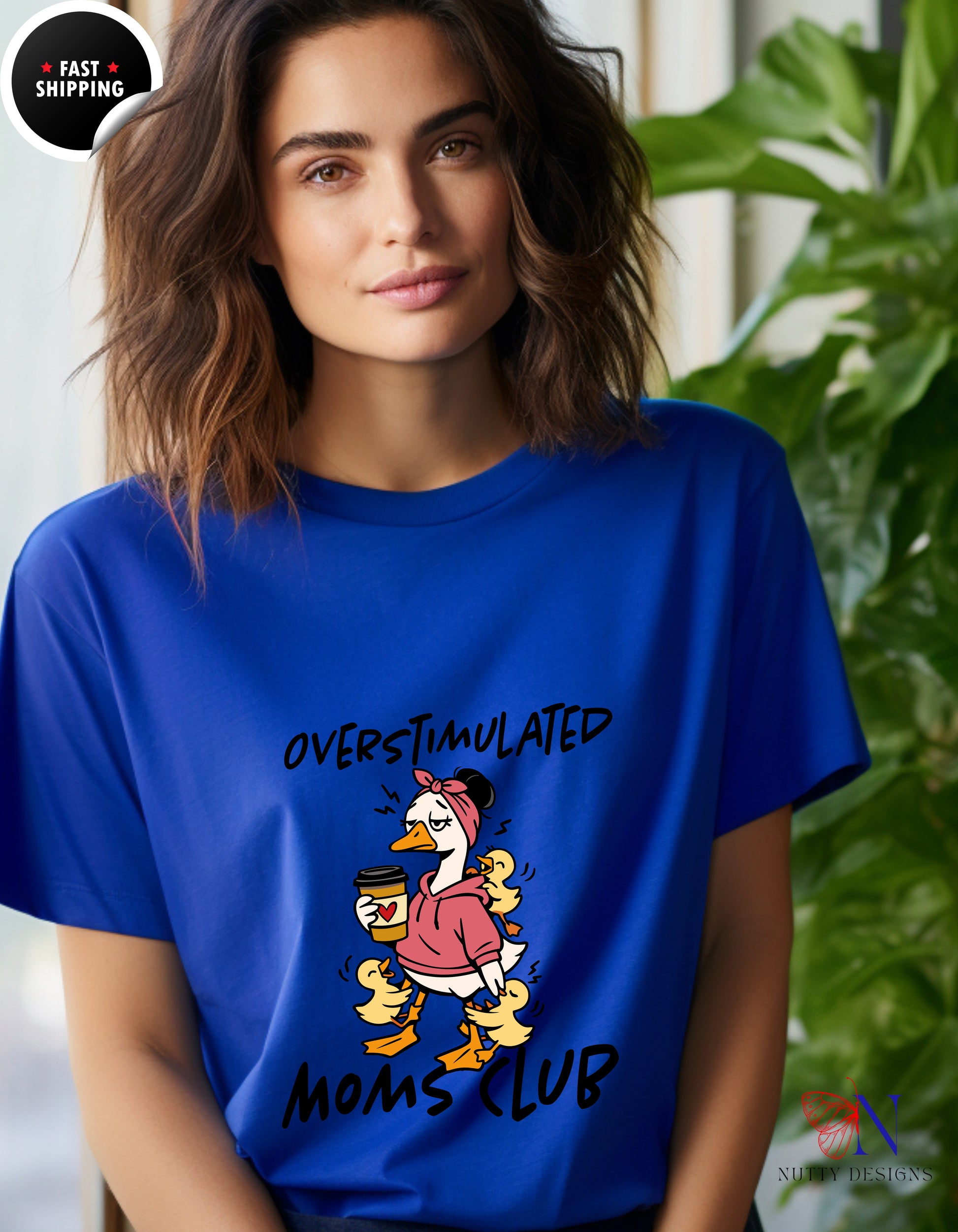 Overstimulated Moms Club Mama Goose t-shirt lifestyle mockup - Mother's Day gift