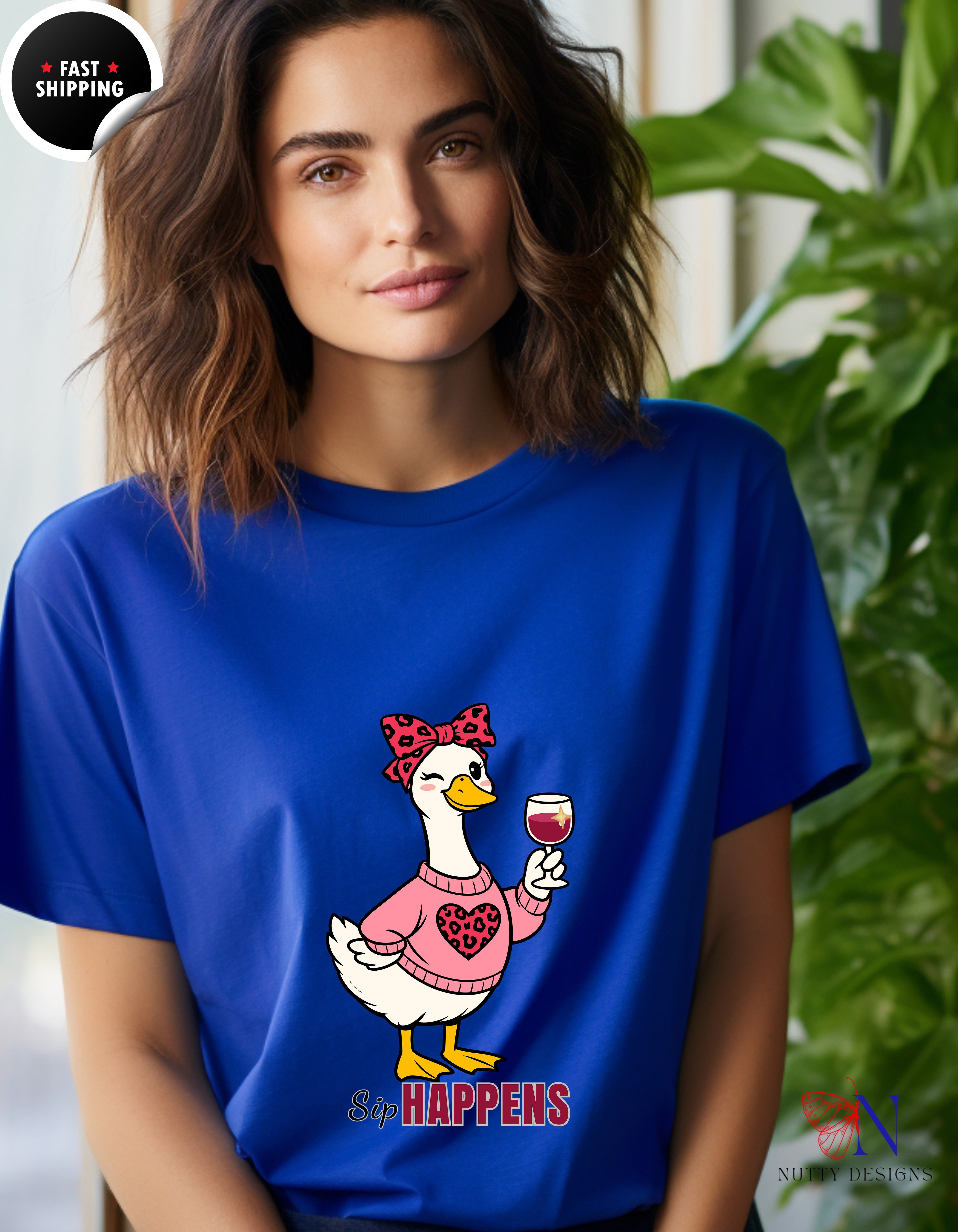 Sip Happens Mama Goose Wine t-shirt lifestyle mockup - Mother's Day gift