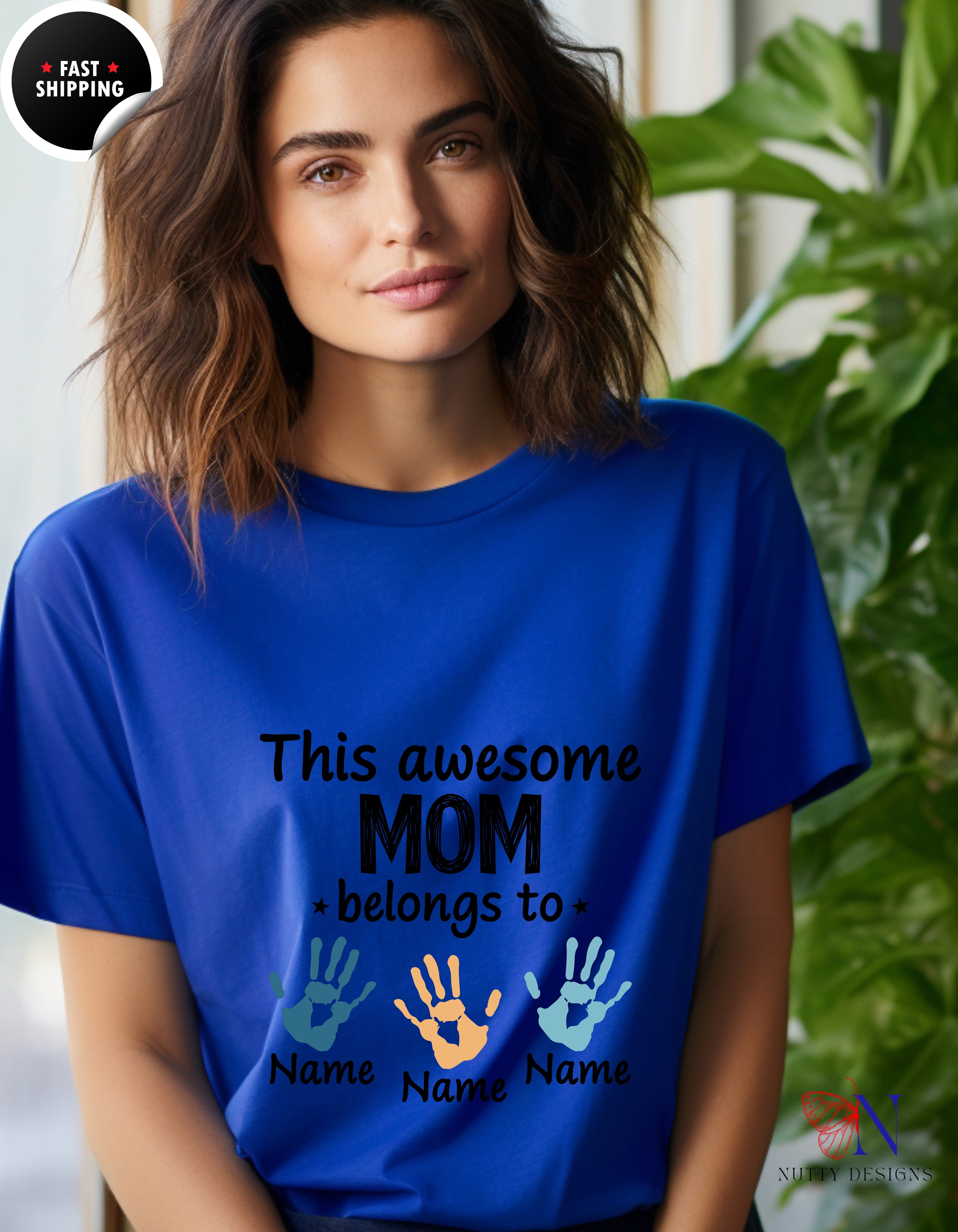 This Awesome Mom Belongs To Personalized 3 Names t-shirt lifestyle mockup - Mother's Day gift