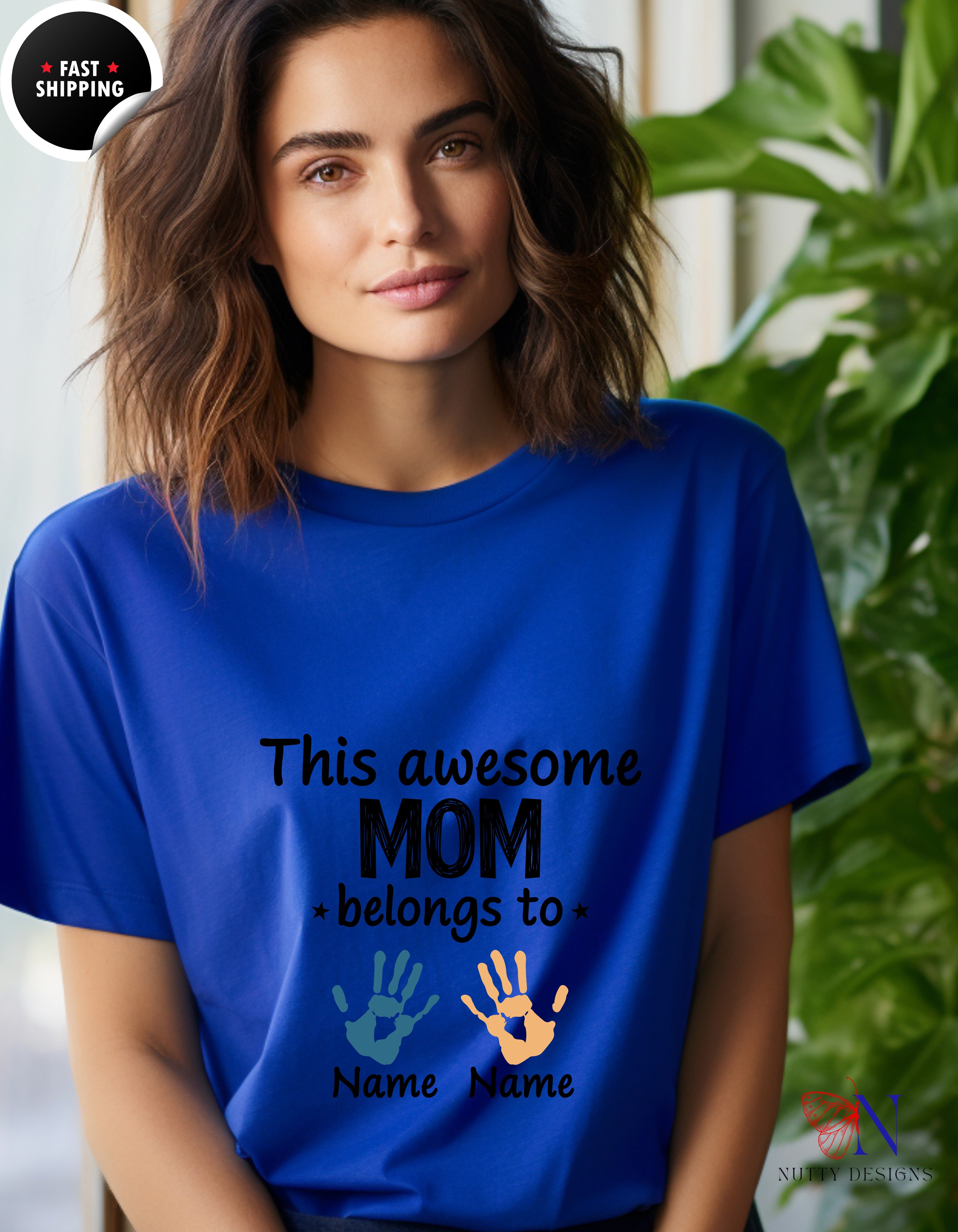 This Awesome Mom Belongs To Personalized 2 Names t-shirt lifestyle mockup - Mother's Day gift