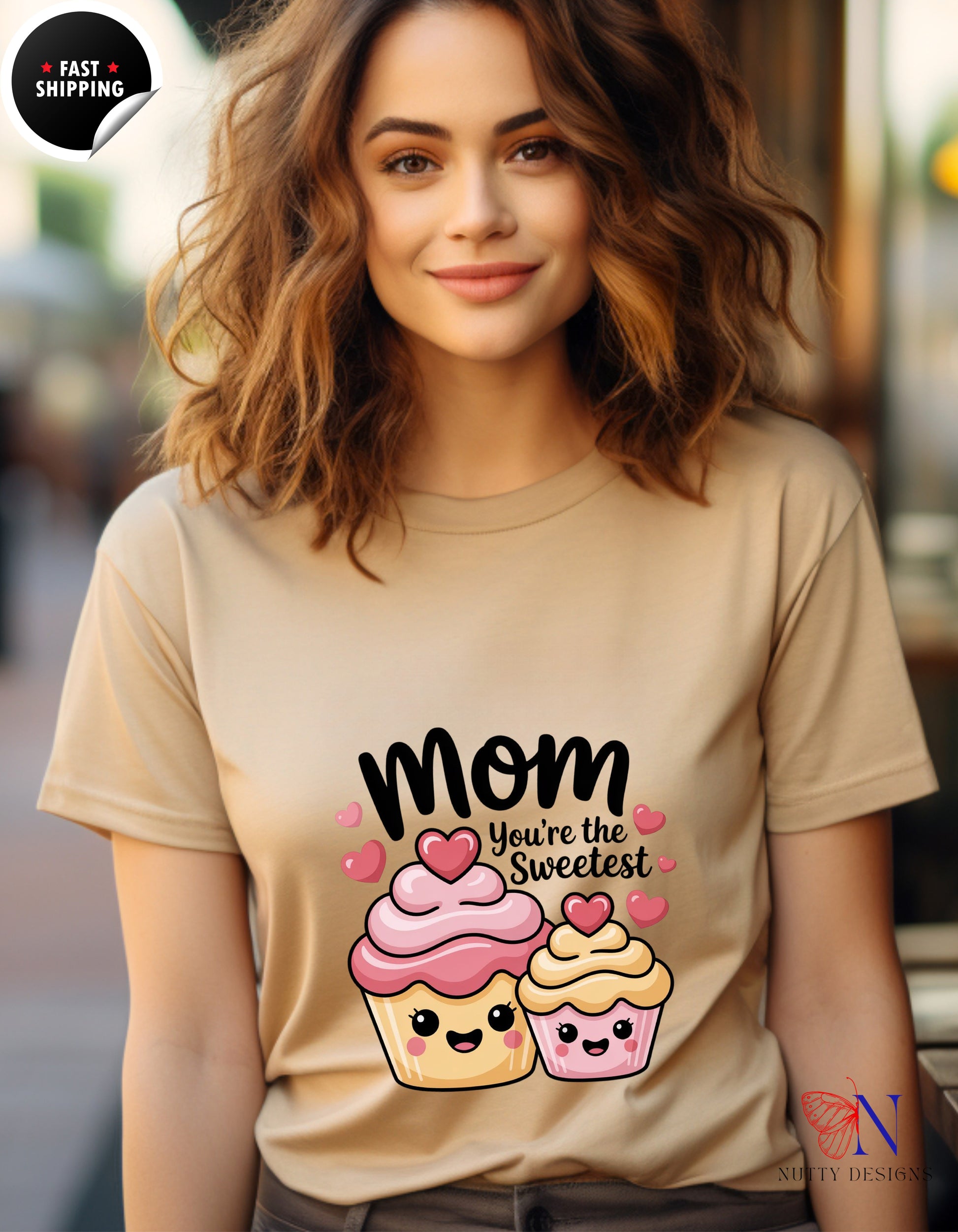Mom You're The Sweetest Cupcake t-shirt lifestyle mockup - Mother's Day gift