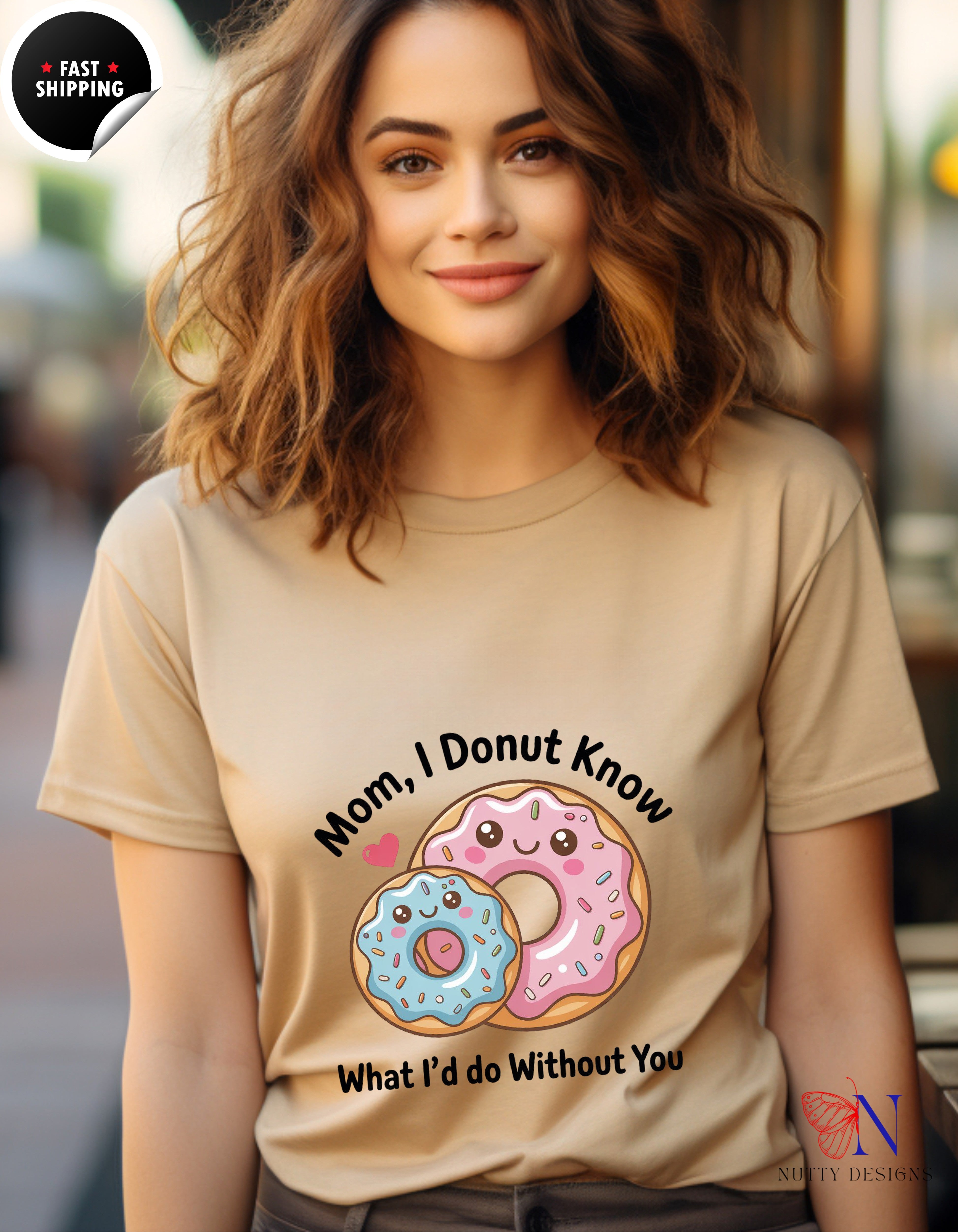 Mom I Donut Know What I Would Do Without You V2 t-shirt lifestyle mockup - Mother's Day gift