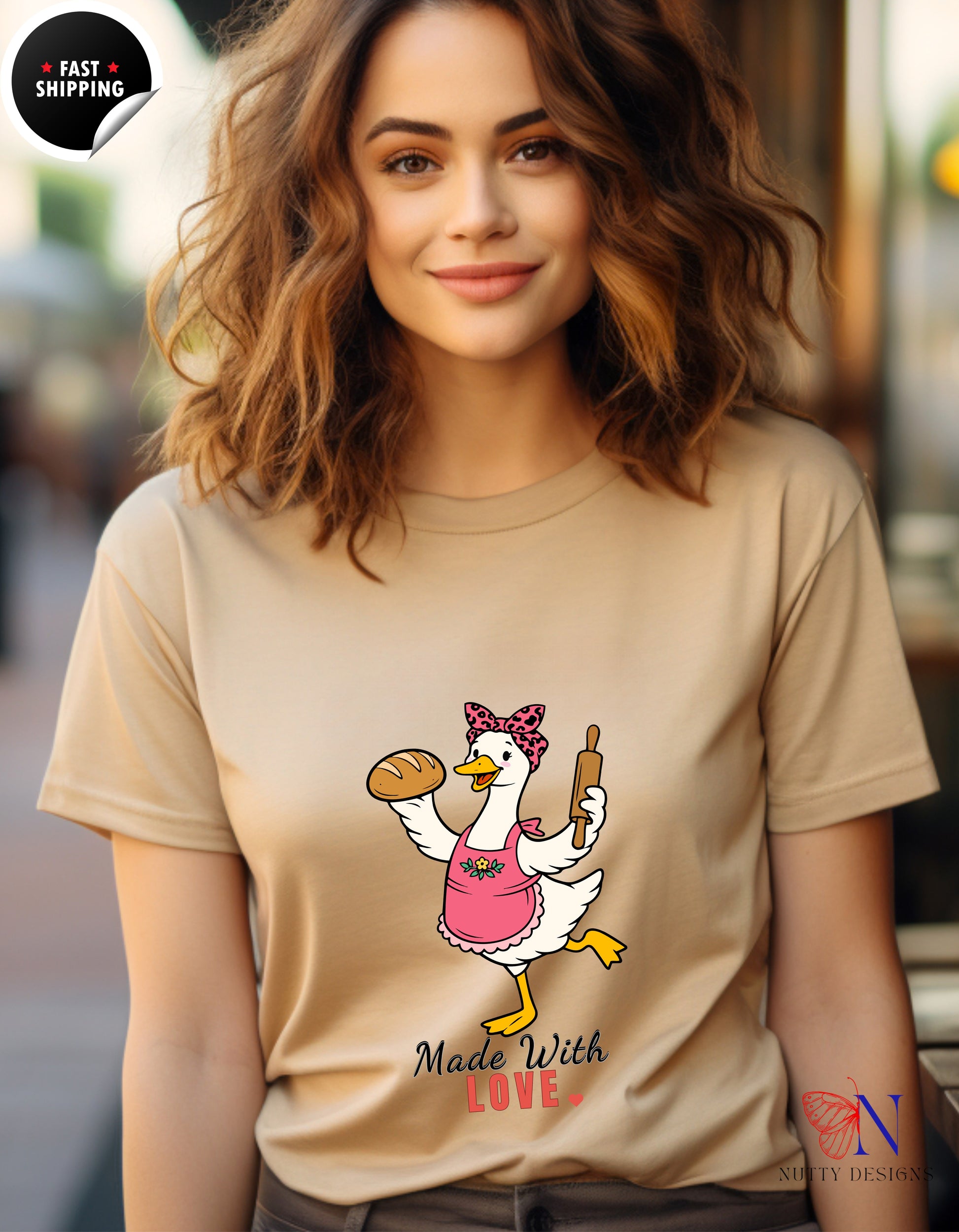 Made With Love Baker Mama Goose t-shirt lifestyle mockup - Mother's Day gift