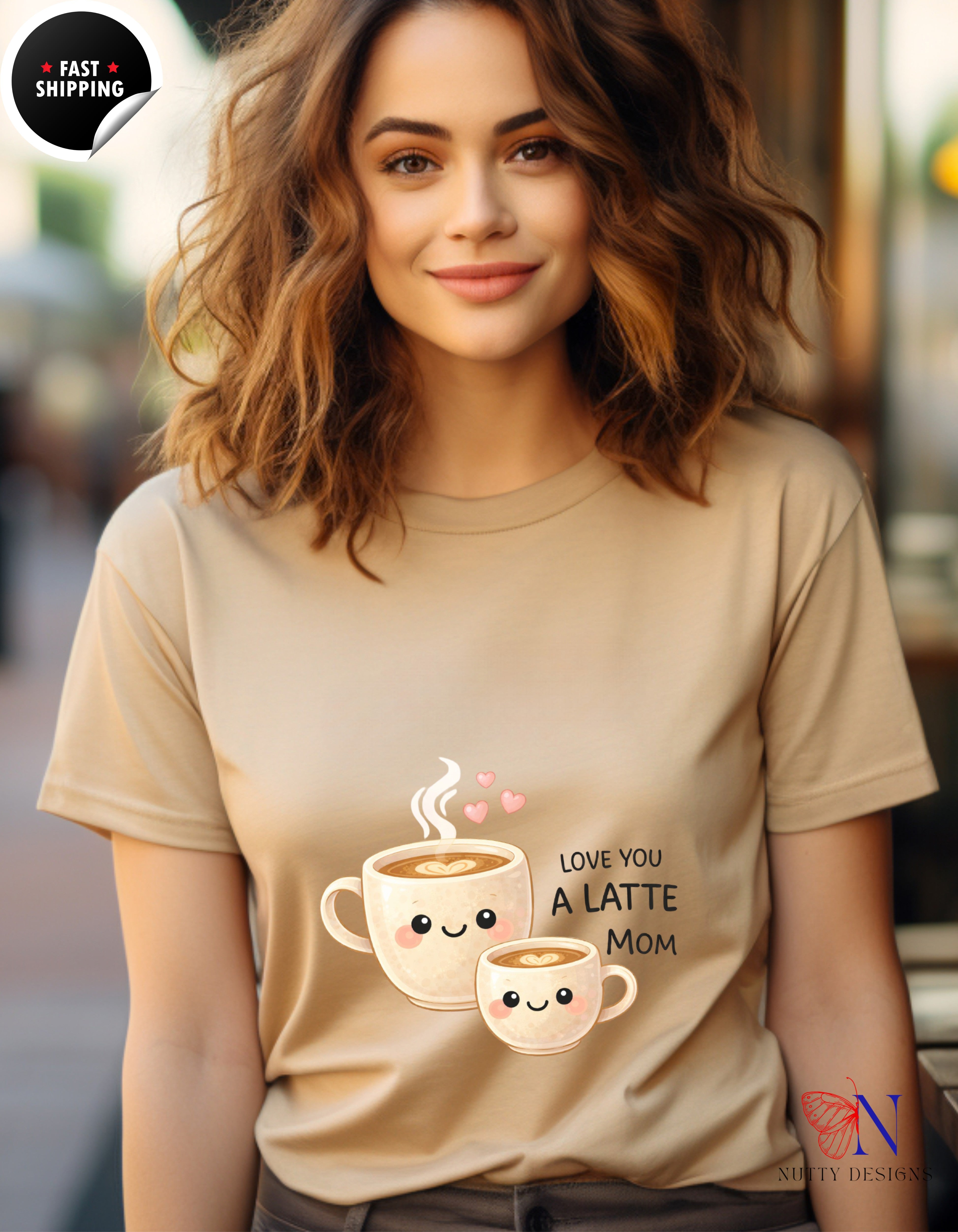 Love You A Latte Mom Coffee t-shirt lifestyle mockup - Mother's Day gift