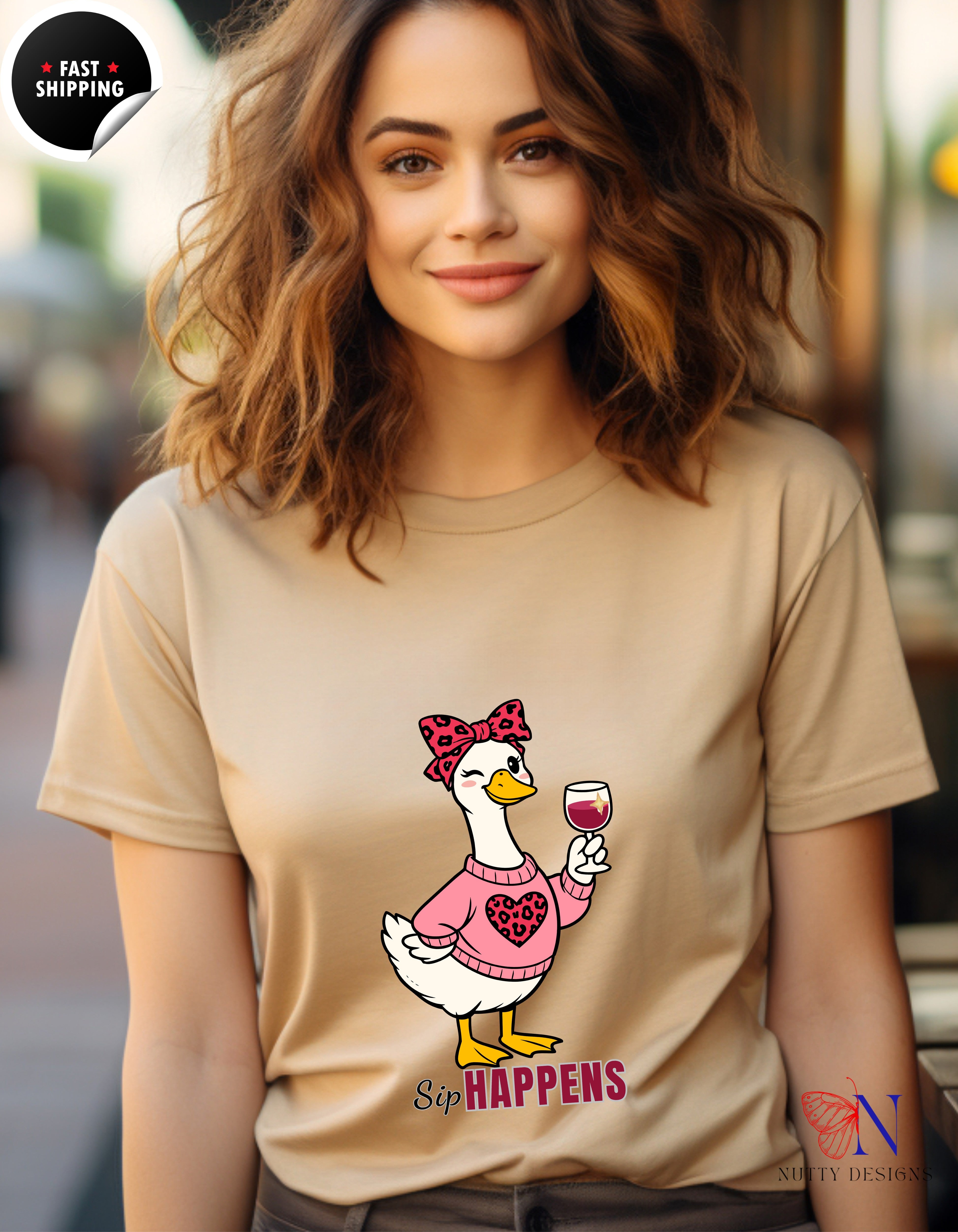 Sip Happens Mama Goose Wine t-shirt lifestyle mockup - Mother's Day gift