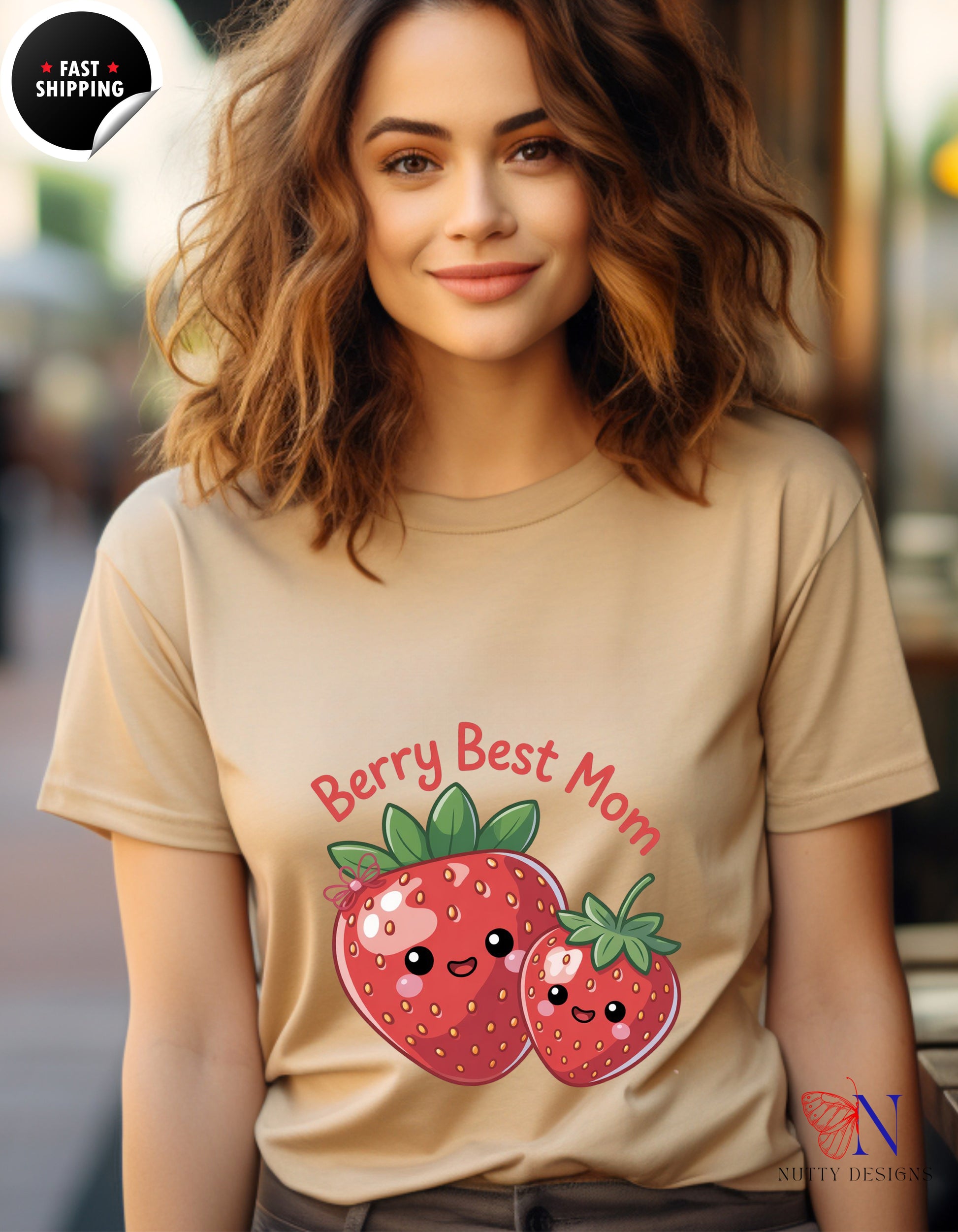 Berry Best Mom t-shirt lifestyle mockup - Mother's Day gift