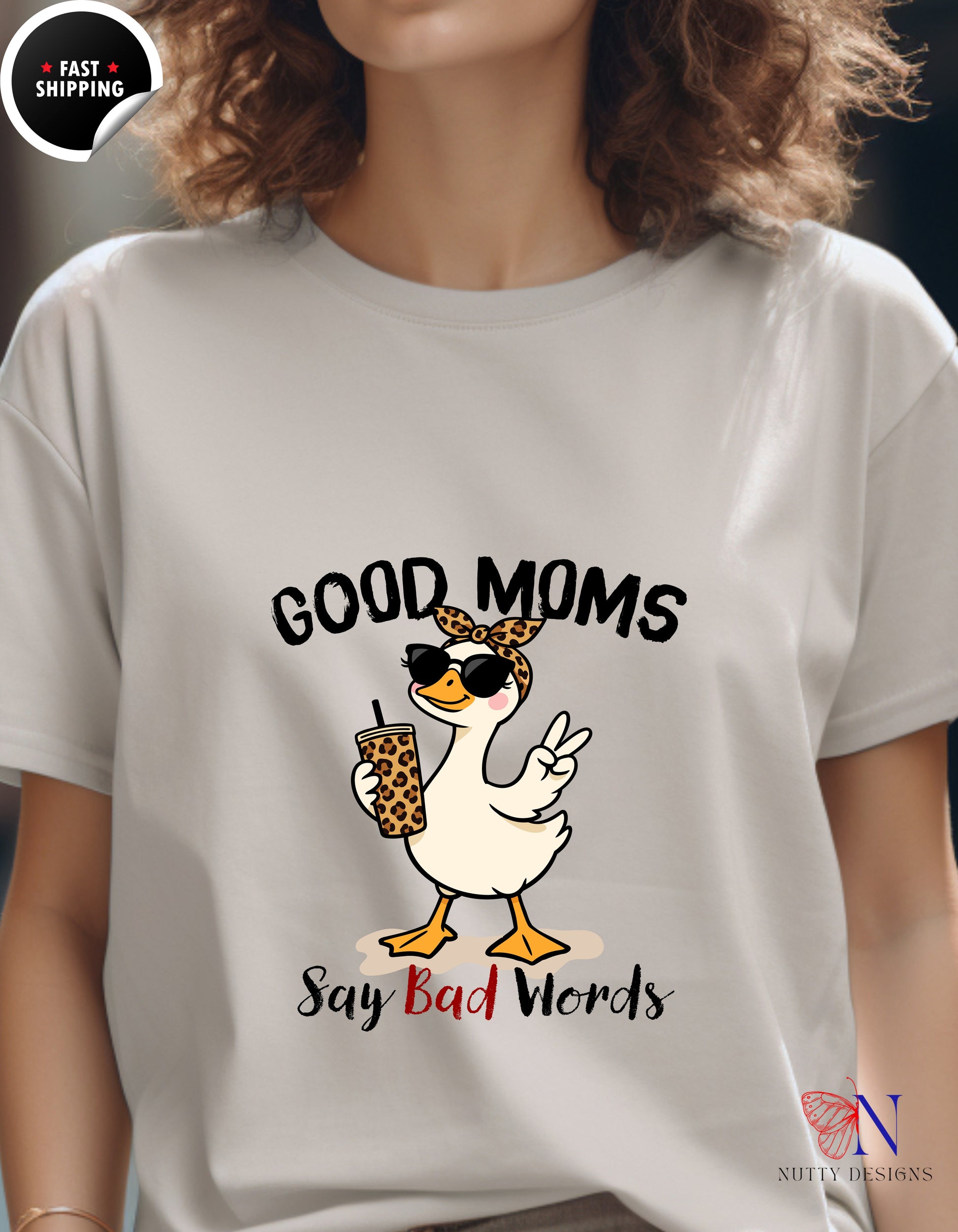 Good Moms Say Bad Words Funny Mom Goose t-shirt lifestyle mockup - Mother's Day gift