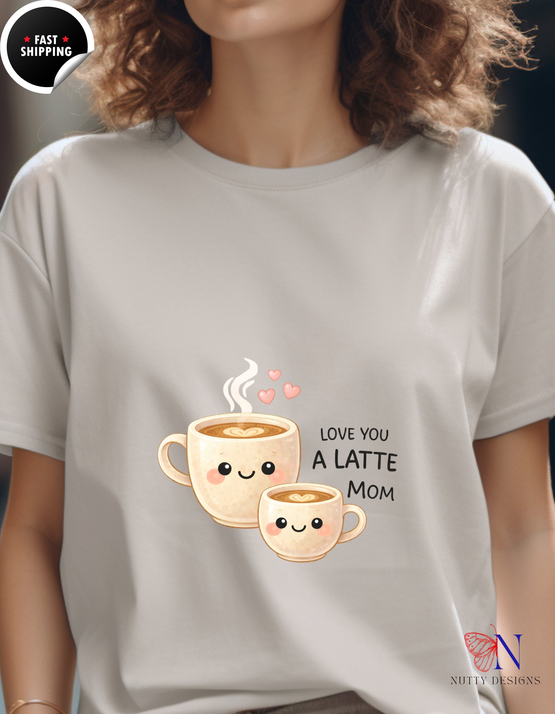 Love You A Latte Mom Coffee t-shirt lifestyle mockup - Mother's Day gift