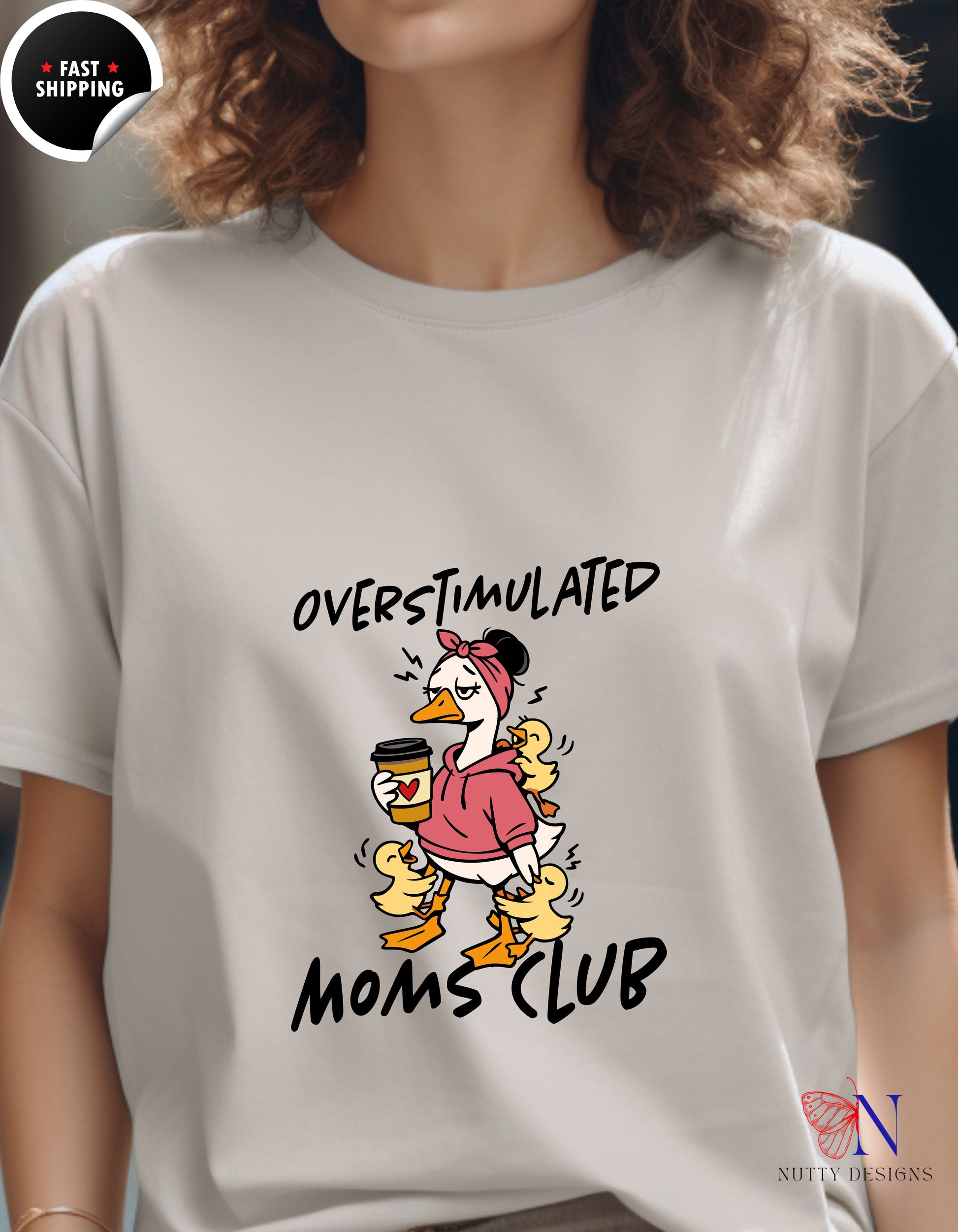 Overstimulated Moms Club Mama Goose t-shirt lifestyle mockup - Mother's Day gift
