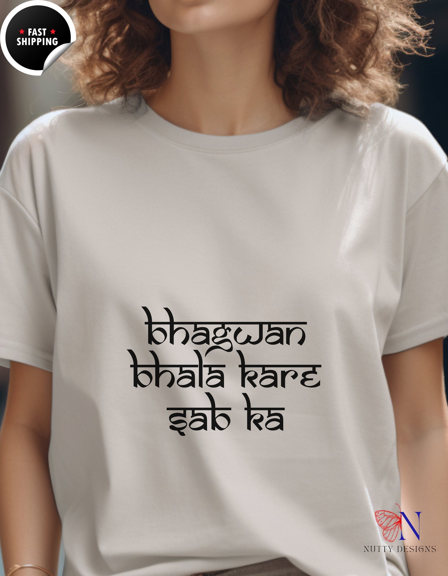 Bhagwan Bhala Kare Sab Ka Hindi Prayer Shirt | T-Shirt - Tees_Sand W