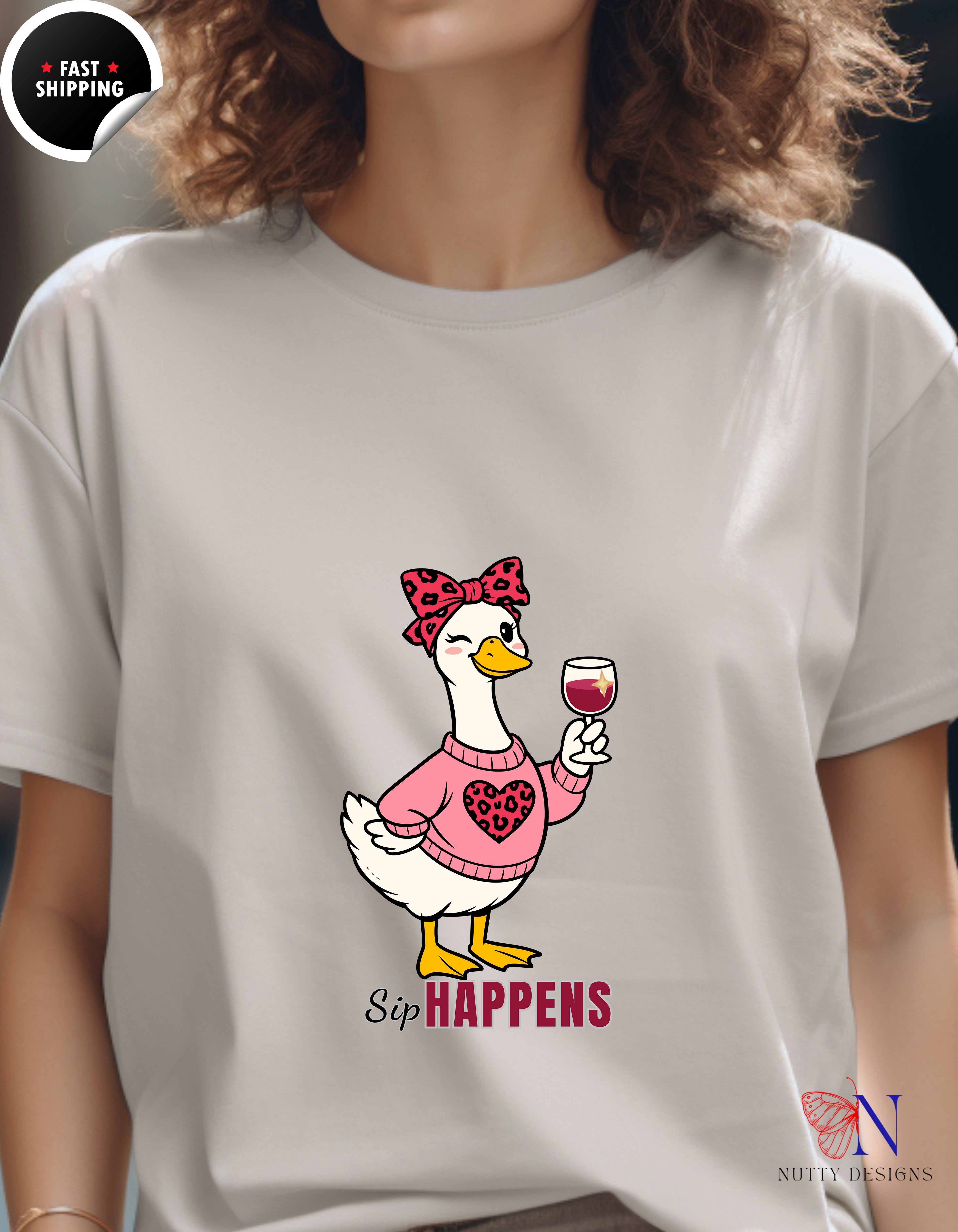 Sip Happens Mama Goose Wine t-shirt lifestyle mockup - Mother's Day gift