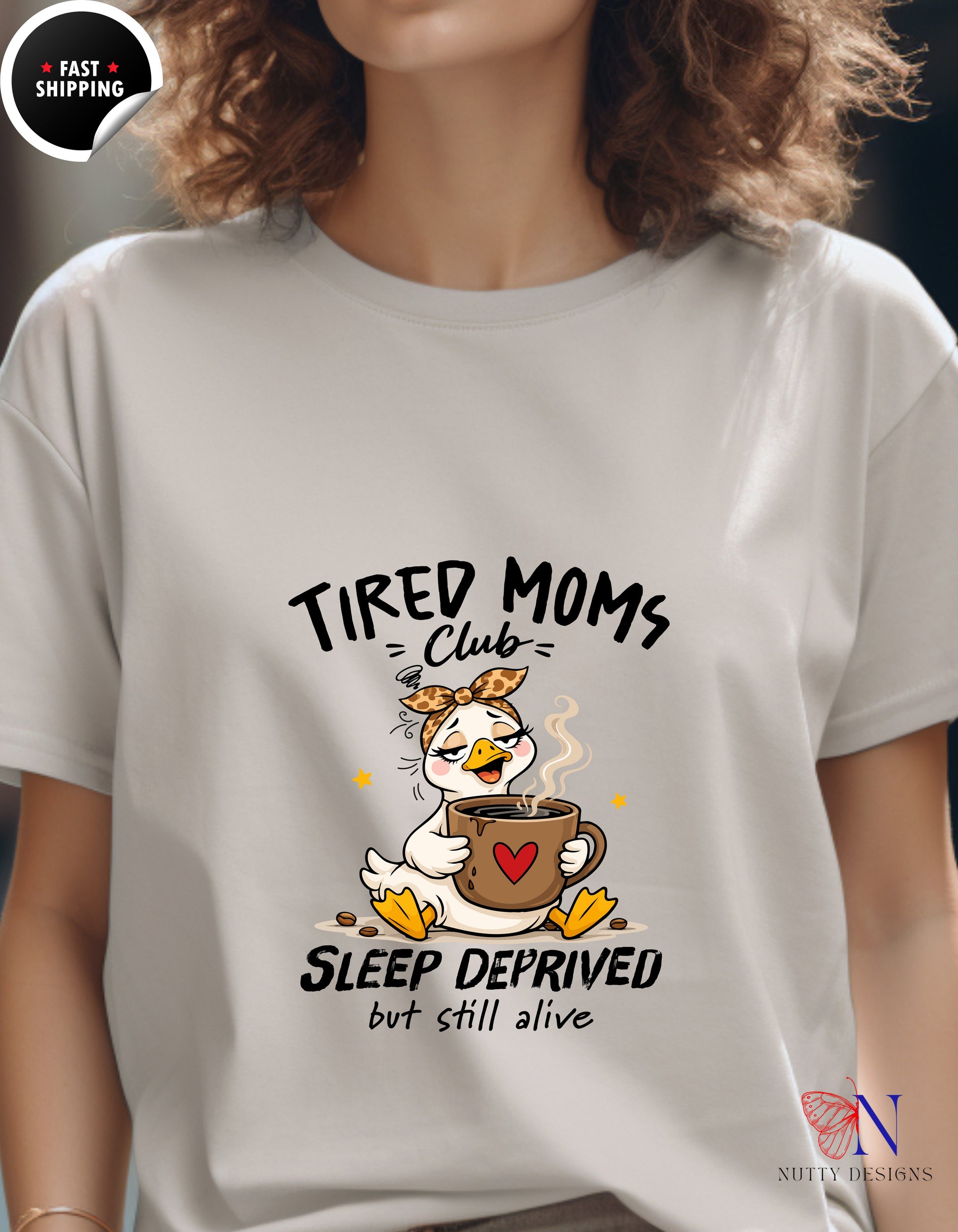 Tired Moms Club Sleep Deprived But Still Alive t-shirt lifestyle mockup - Mother's Day gift