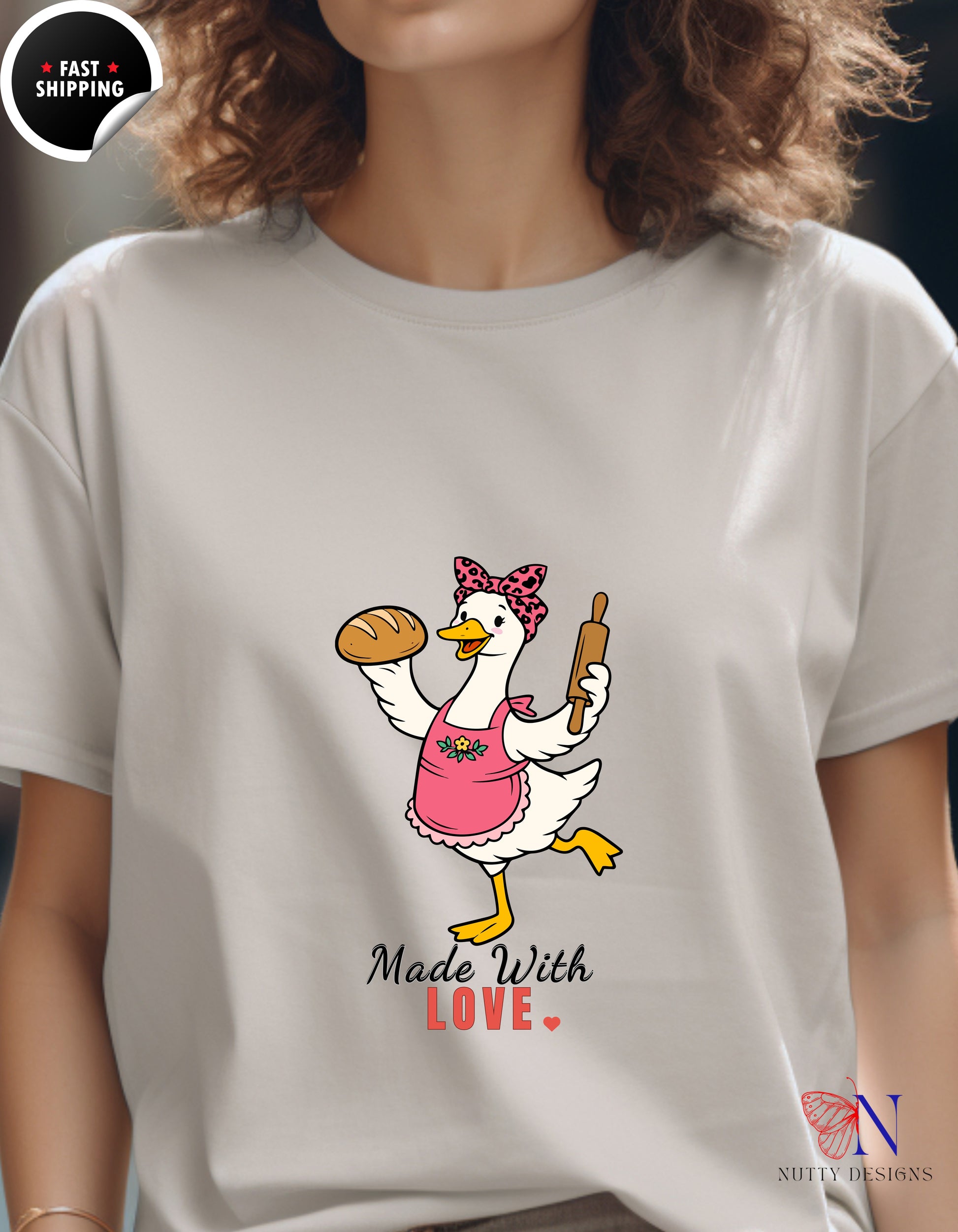 Made With Love Baker Mama Goose t-shirt lifestyle mockup - Mother's Day gift