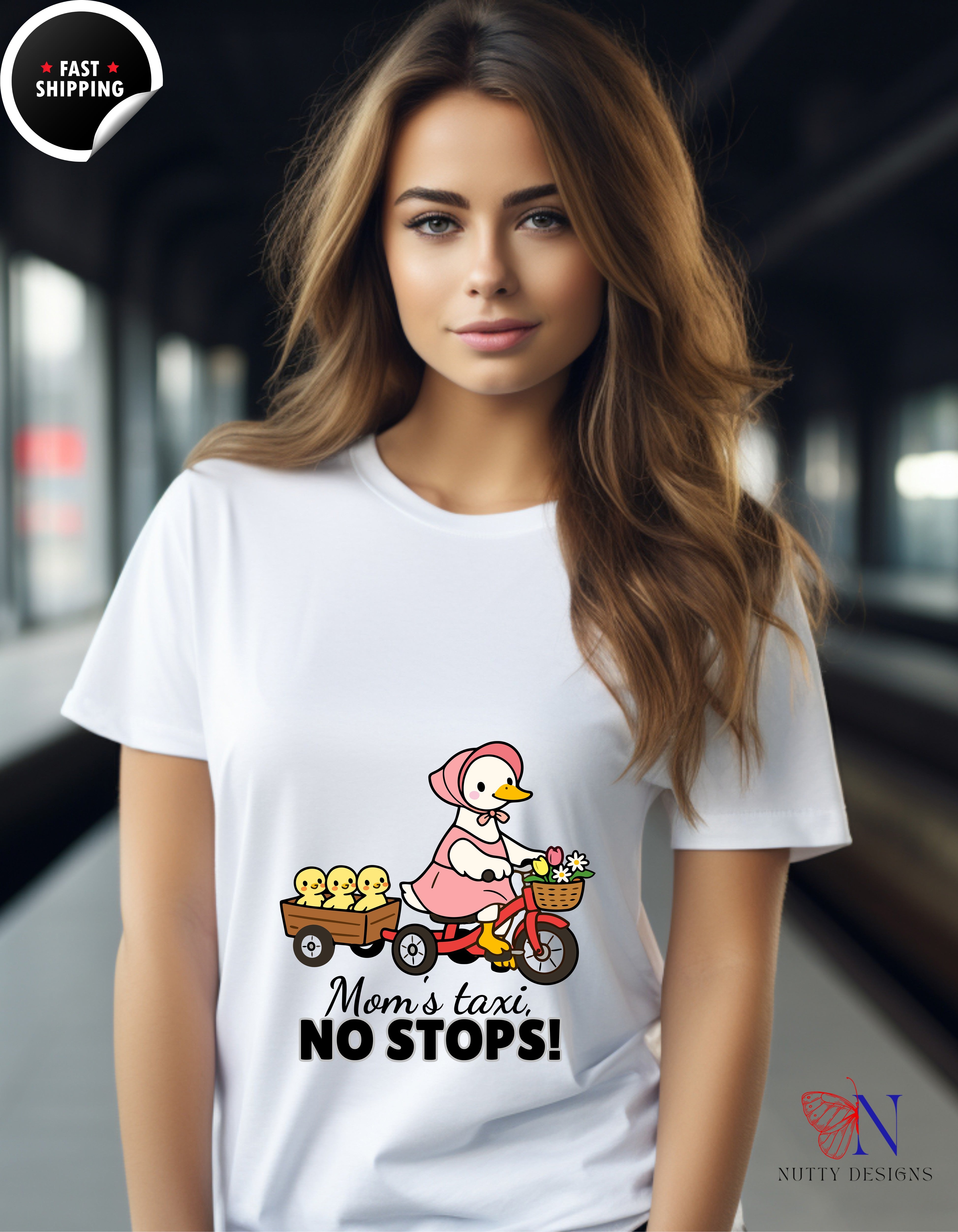 Mom's Taxi No Stops Mama Duck t-shirt lifestyle mockup - Mother's Day gift