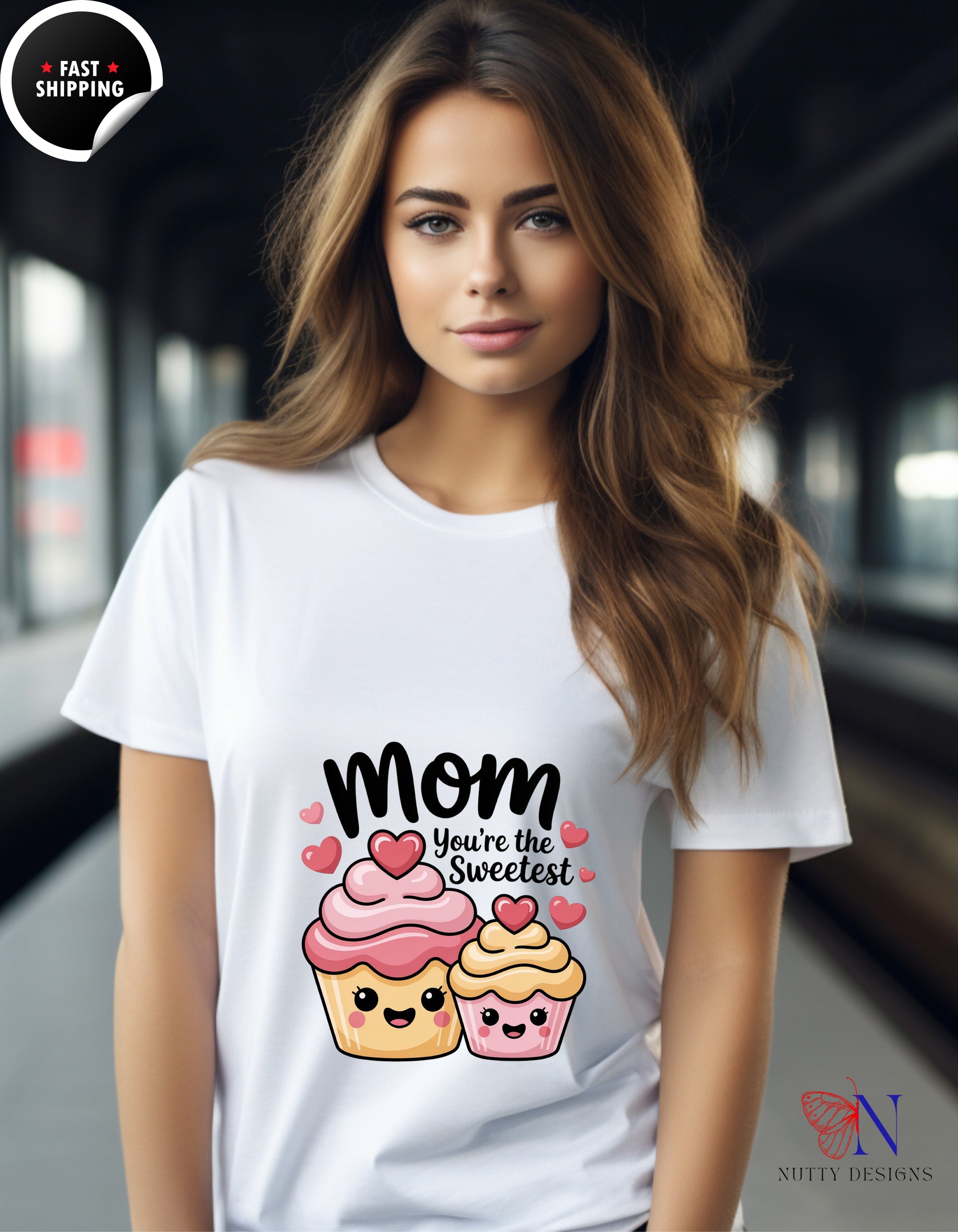 Mom You're The Sweetest Cupcake t-shirt lifestyle mockup - Mother's Day gift