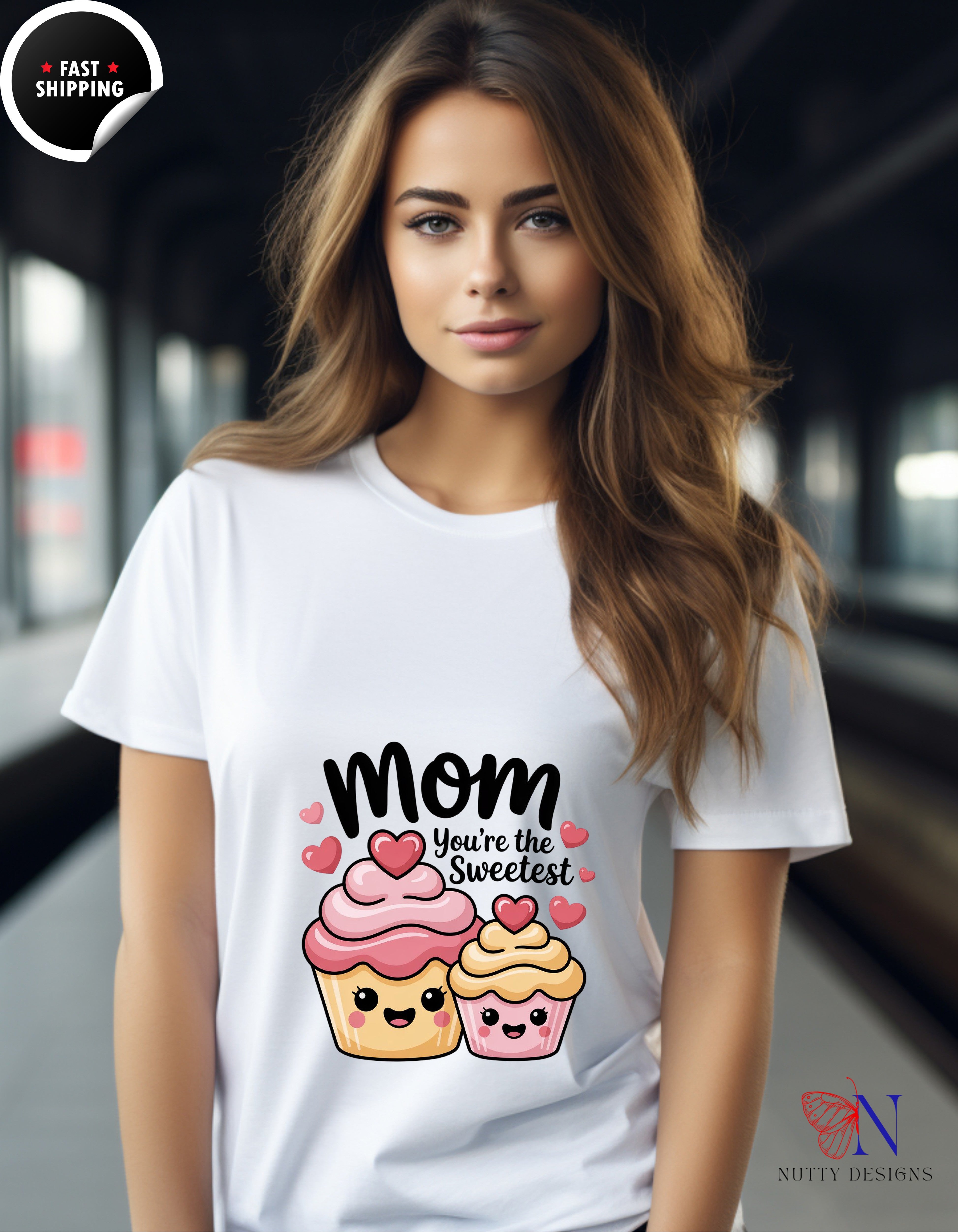 Mom You're The Sweetest Cupcake t-shirt lifestyle mockup - Mother's Day gift