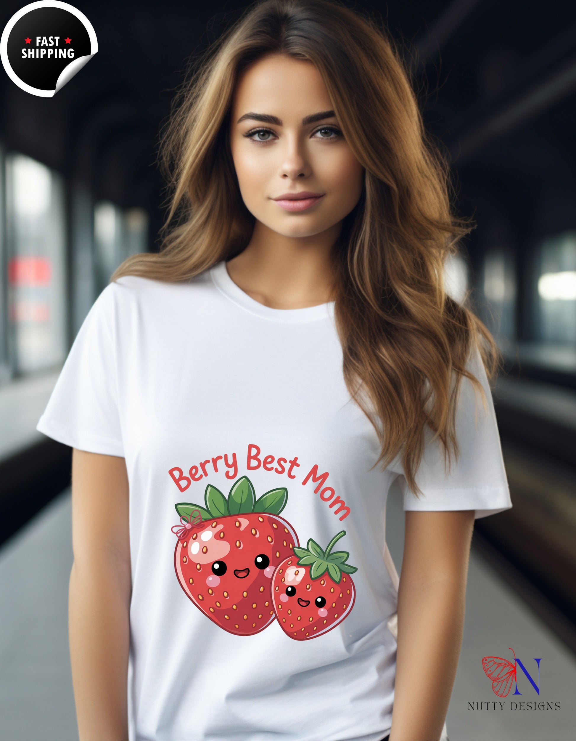 Berry Best Mom t-shirt lifestyle mockup - Mother's Day gift