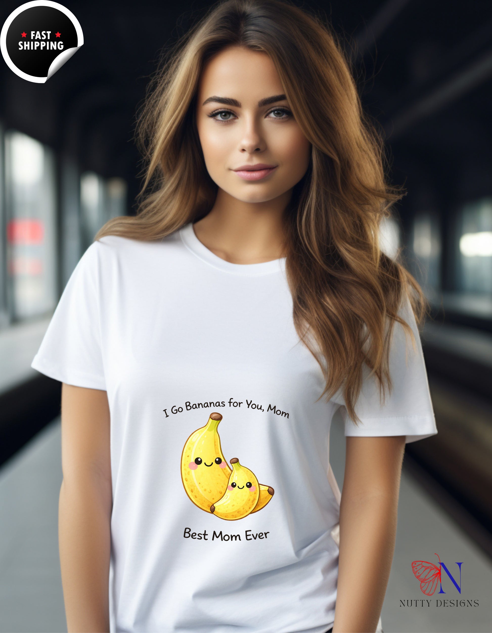 I Go Bananas For You Mom Best Mom Ever t-shirt lifestyle mockup - Mother's Day gift