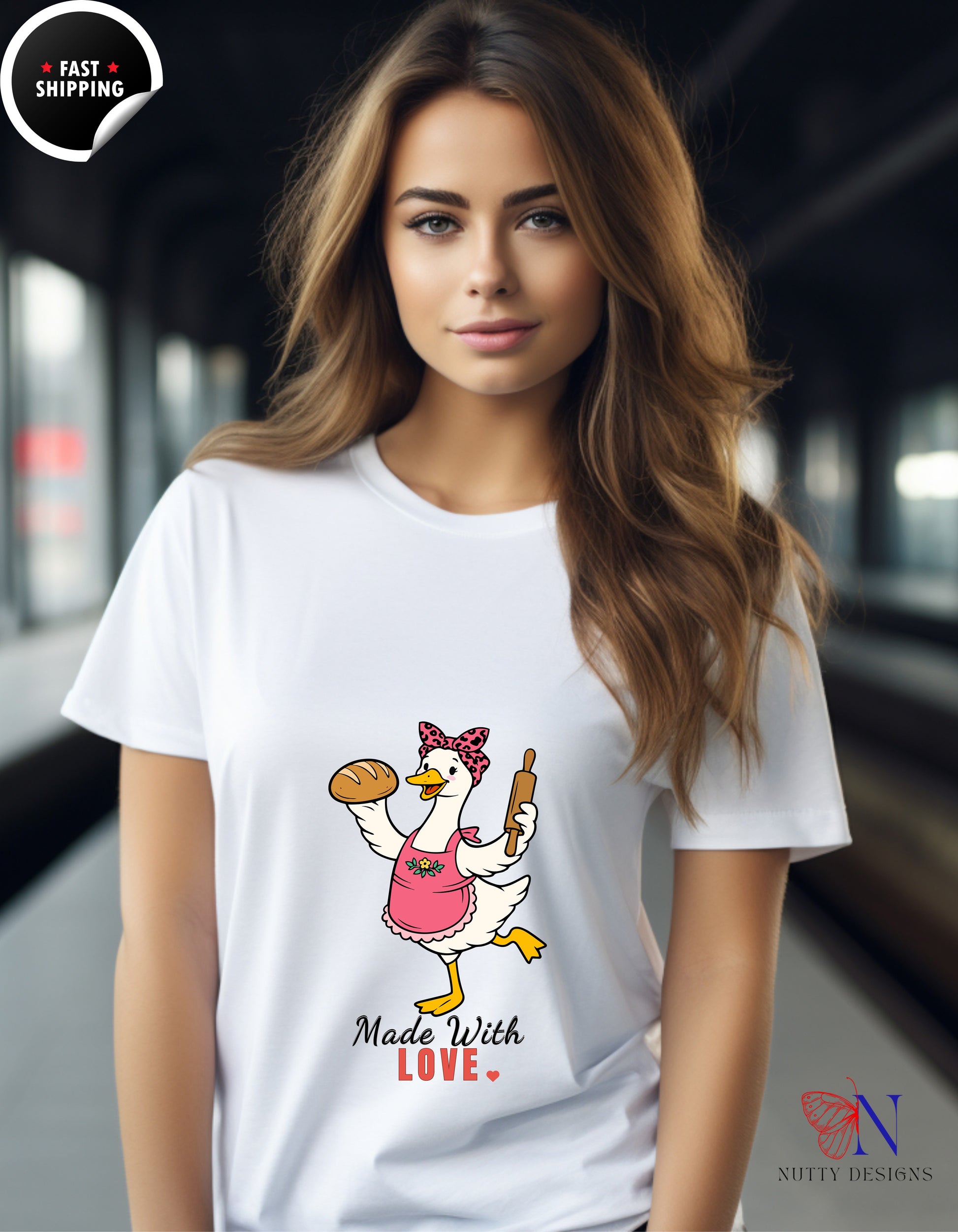 Made With Love Baker Mama Goose t-shirt lifestyle mockup - Mother's Day gift