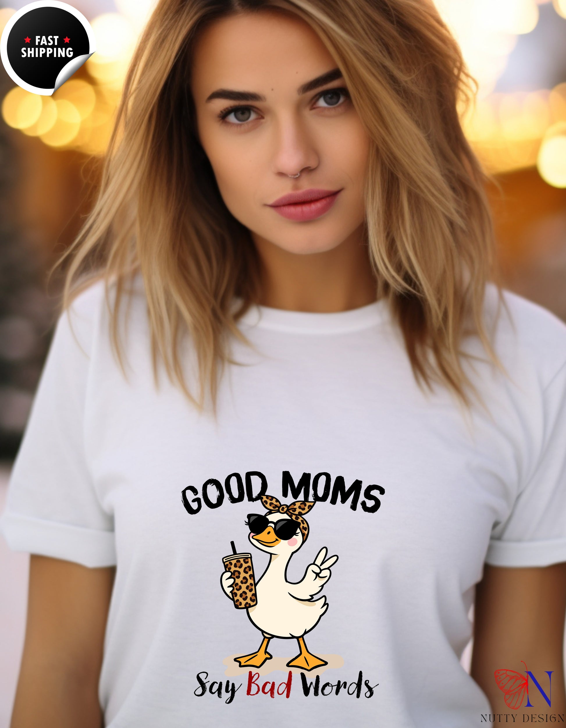 Good Moms Say Bad Words Funny Mom Goose t-shirt lifestyle mockup - Mother's Day gift