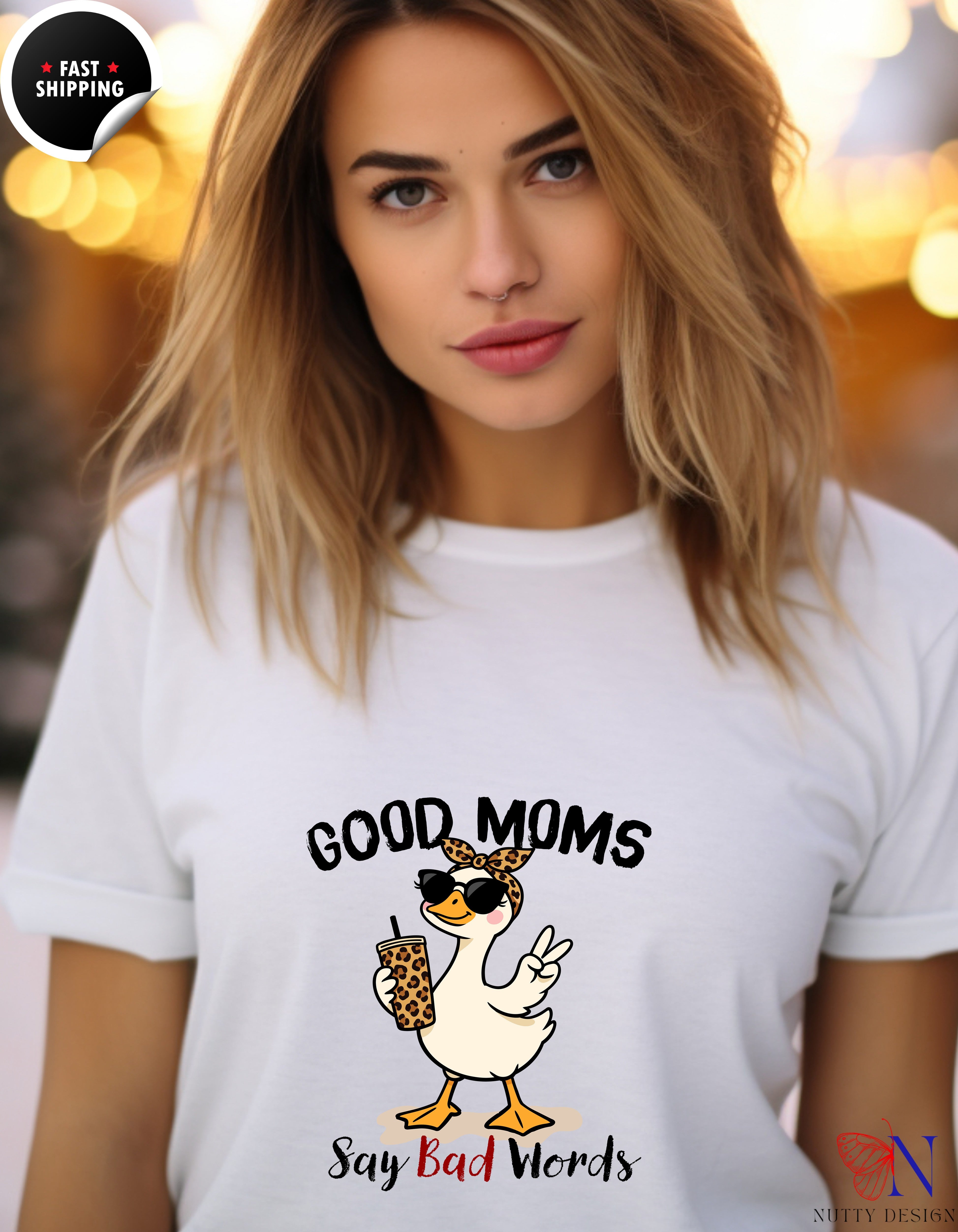 Good Moms Say Bad Words Funny Mom Goose t-shirt lifestyle mockup - Mother's Day gift