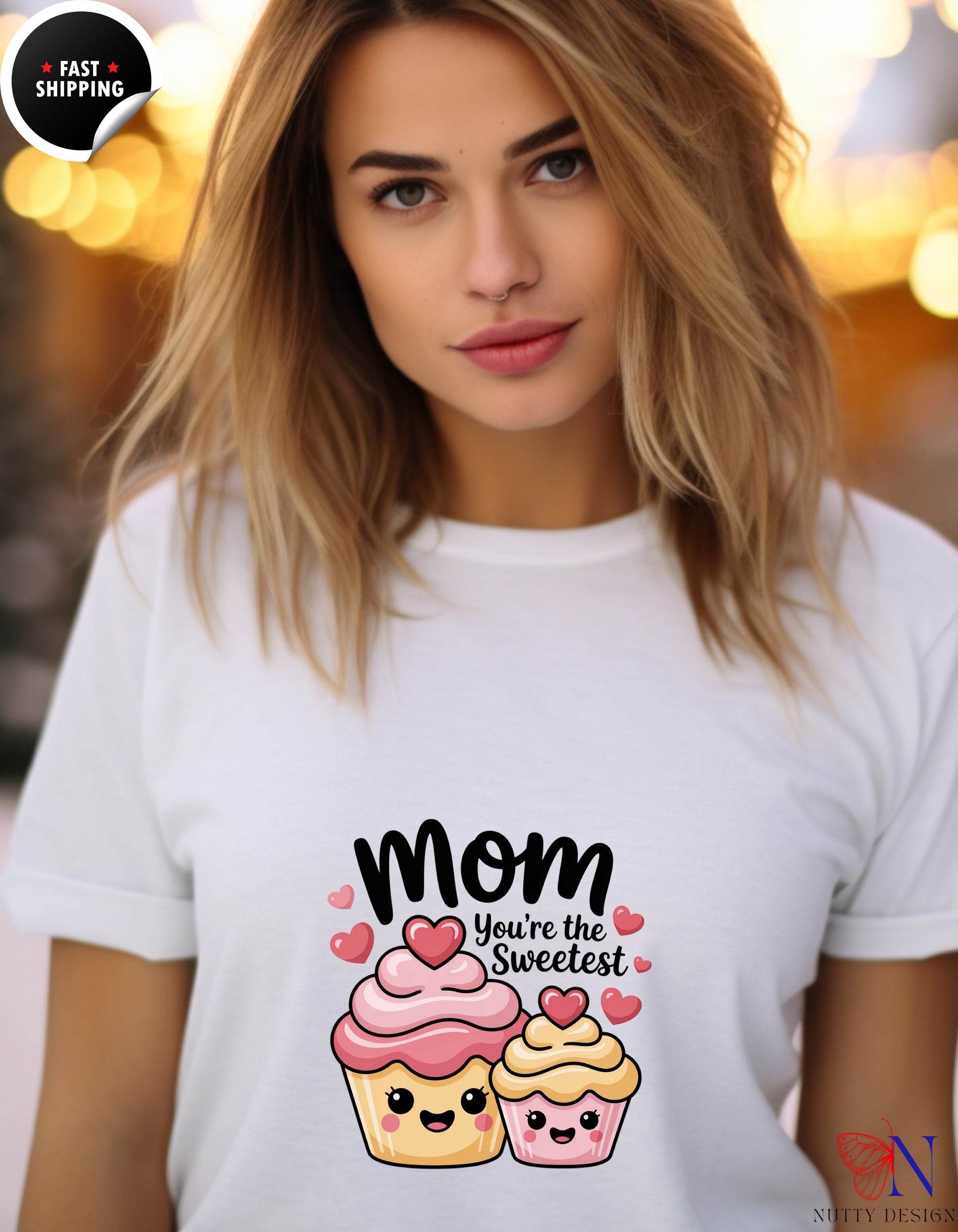 Mom You're The Sweetest Cupcake t-shirt lifestyle mockup - Mother's Day gift