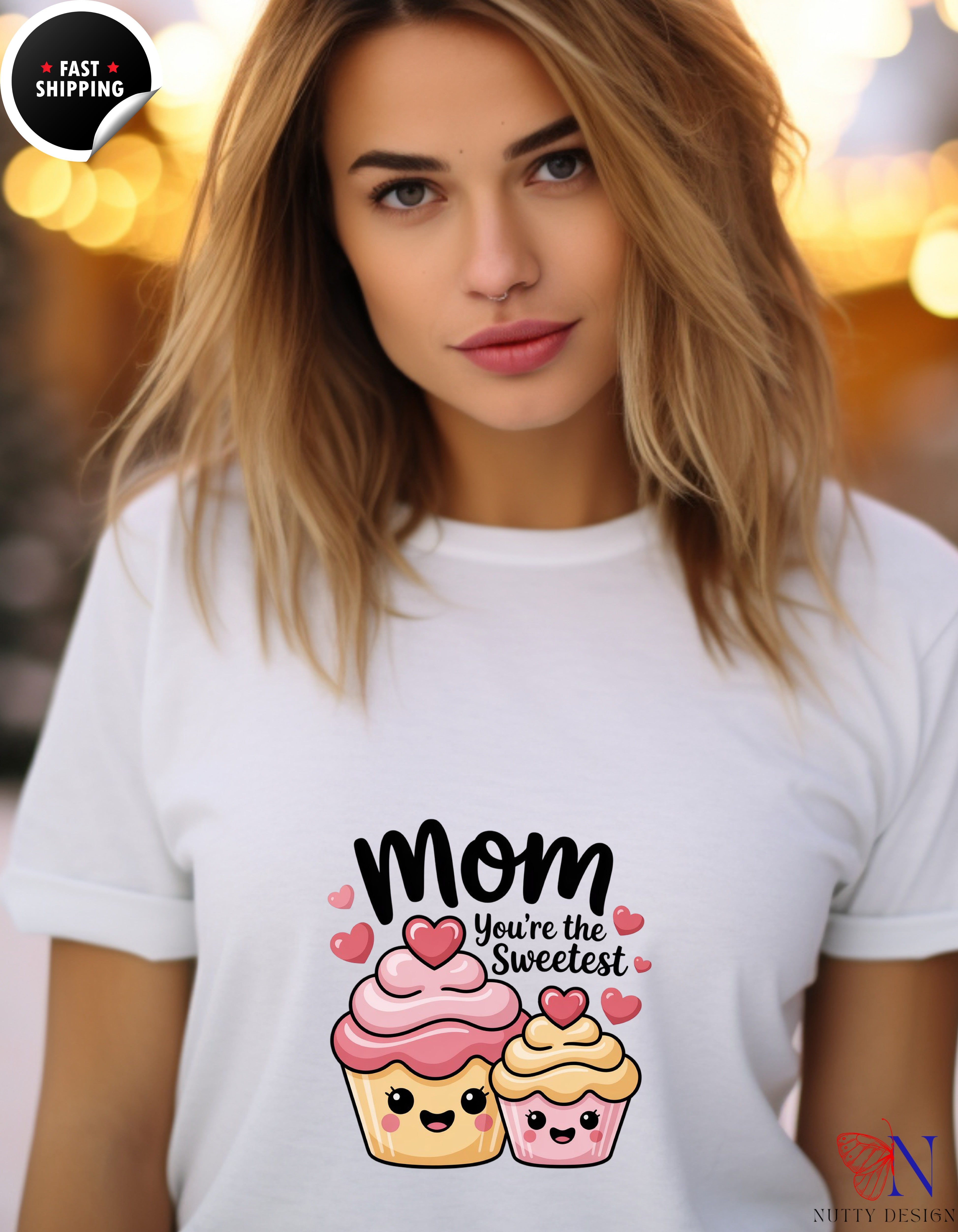 Mom You're The Sweetest Cupcake t-shirt lifestyle mockup - Mother's Day gift