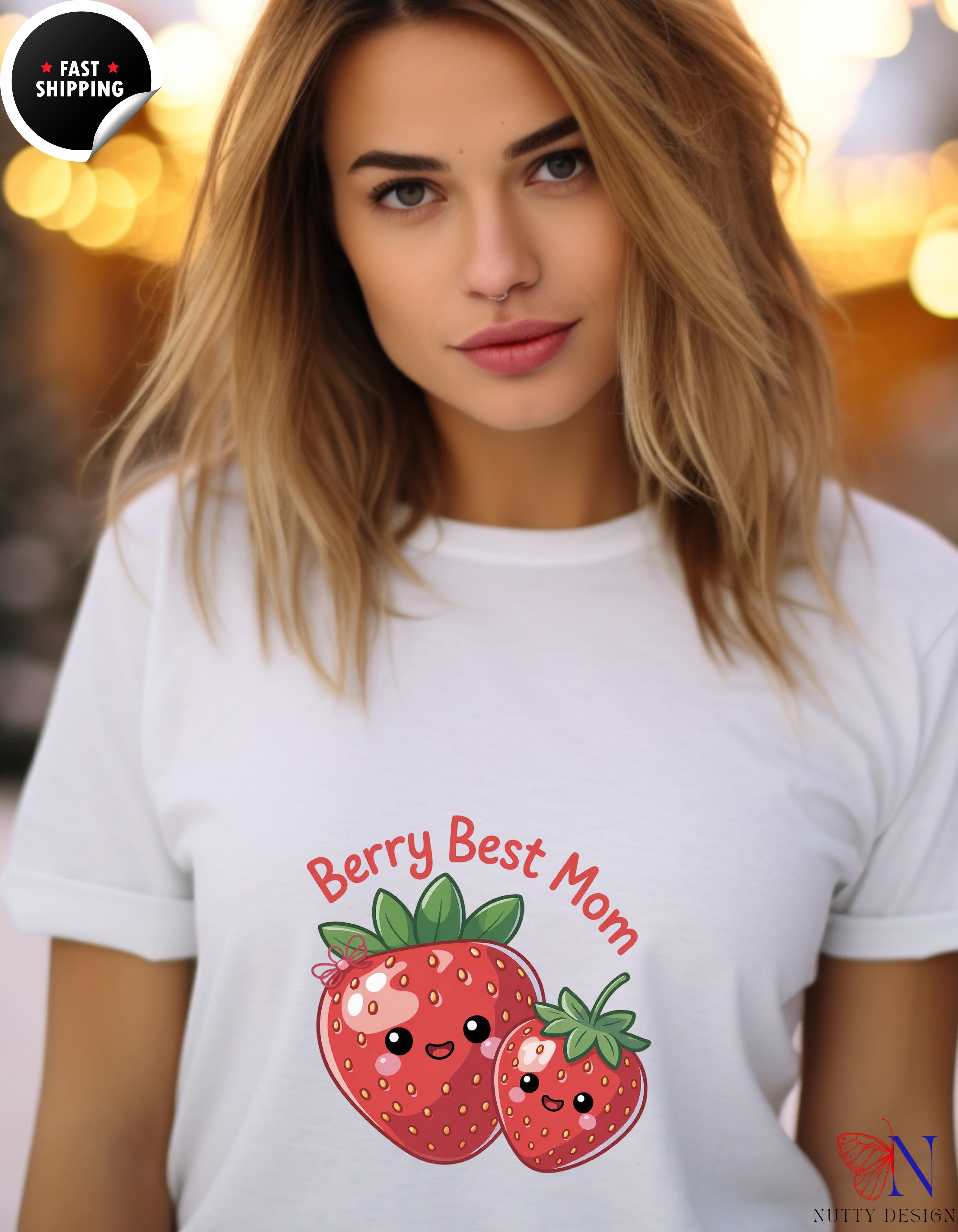 Berry Best Mom t-shirt lifestyle mockup - Mother's Day gift