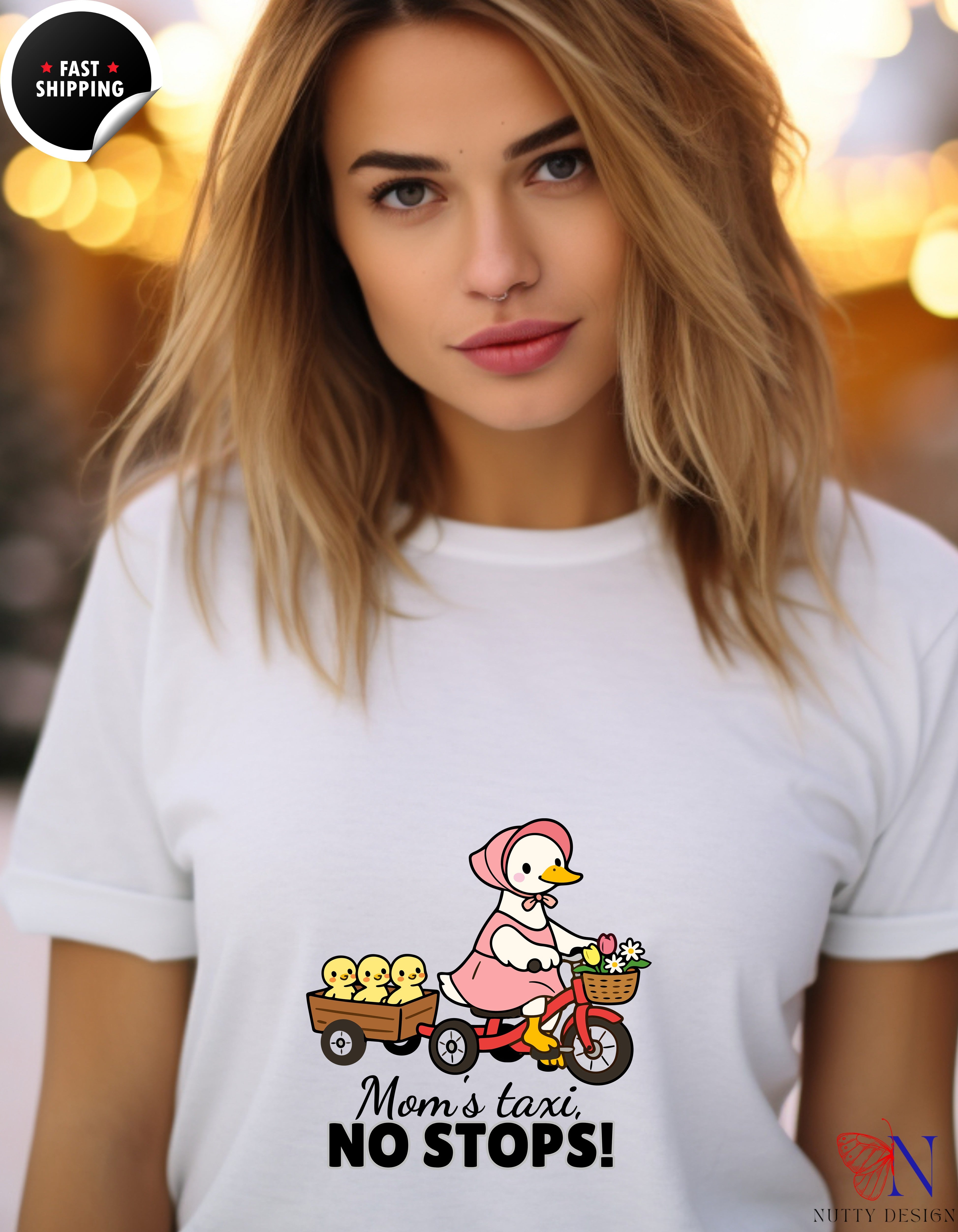 Mom's Taxi No Stops Mama Duck t-shirt lifestyle mockup - Mother's Day gift