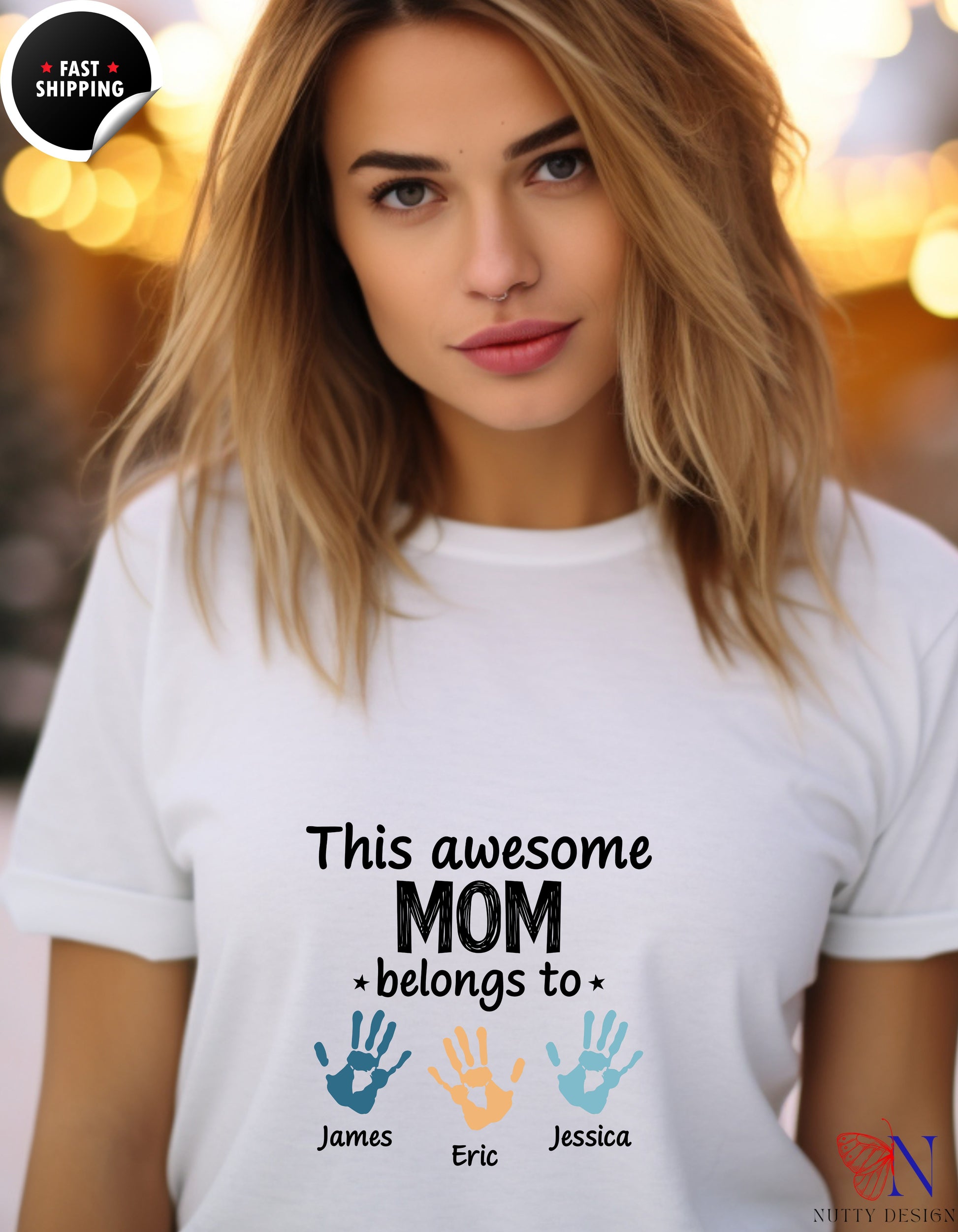This Awesome Mom Belongs To Personalized 3 Names t-shirt lifestyle mockup - Mother's Day gift