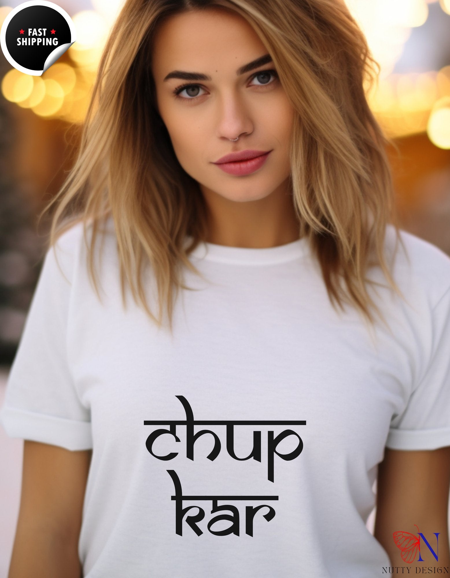 Chup Kar Desi Funny Tshirt | T-Shirt - Tees_White W