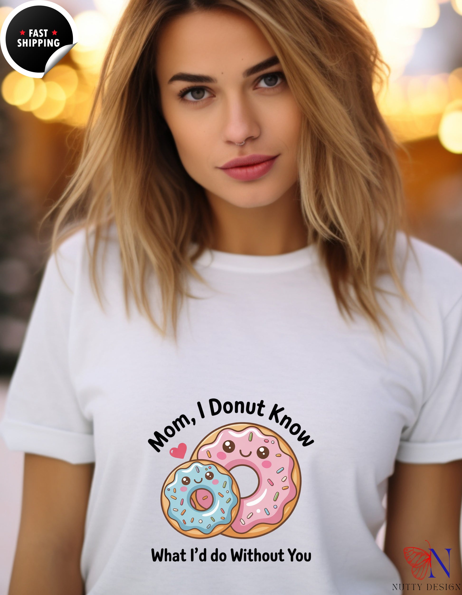 Mom I Donut Know What I Would Do Without You V2 t-shirt lifestyle mockup - Mother's Day gift