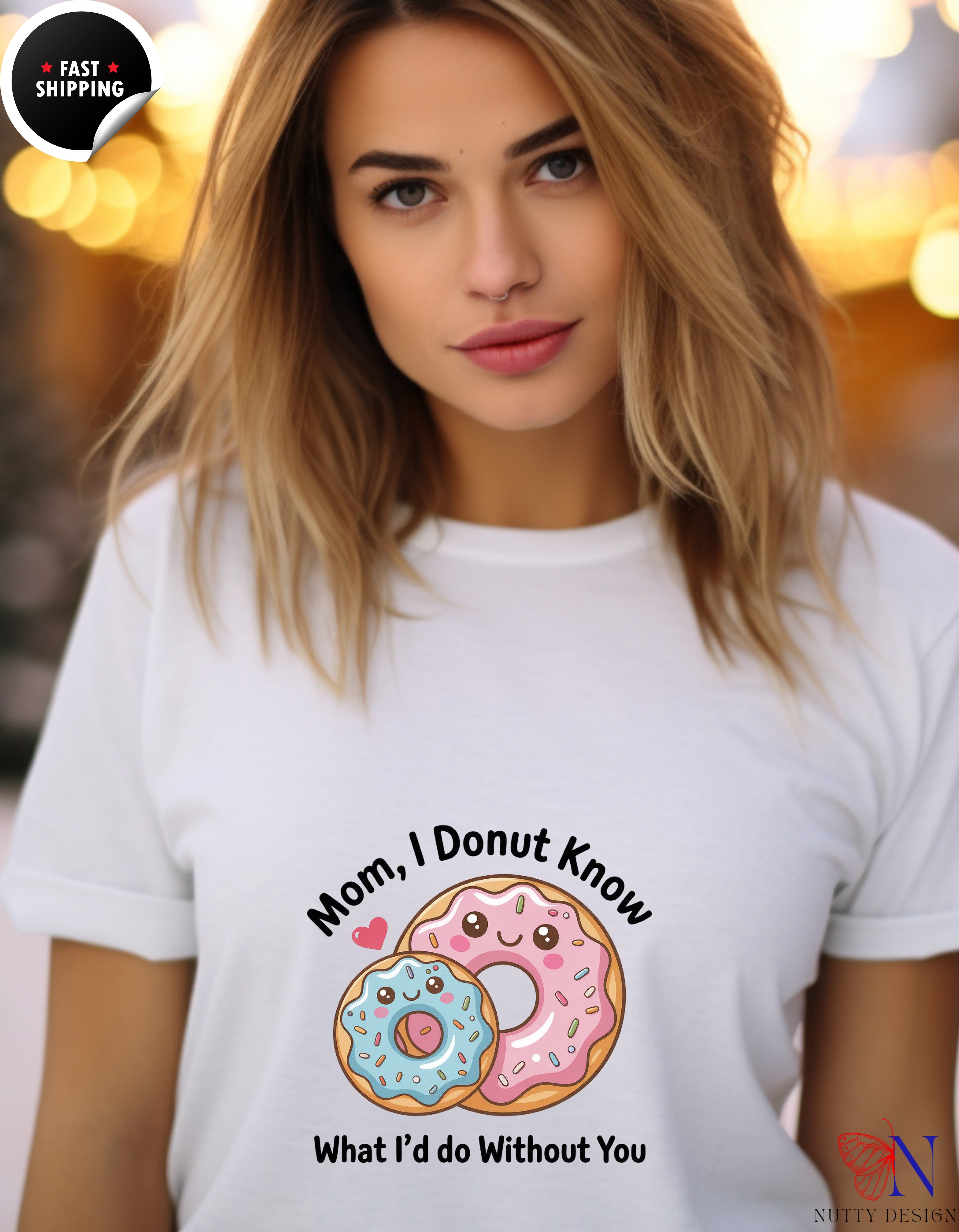 Mom I Donut Know What I Would Do Without You V2 t-shirt lifestyle mockup - Mother's Day gift