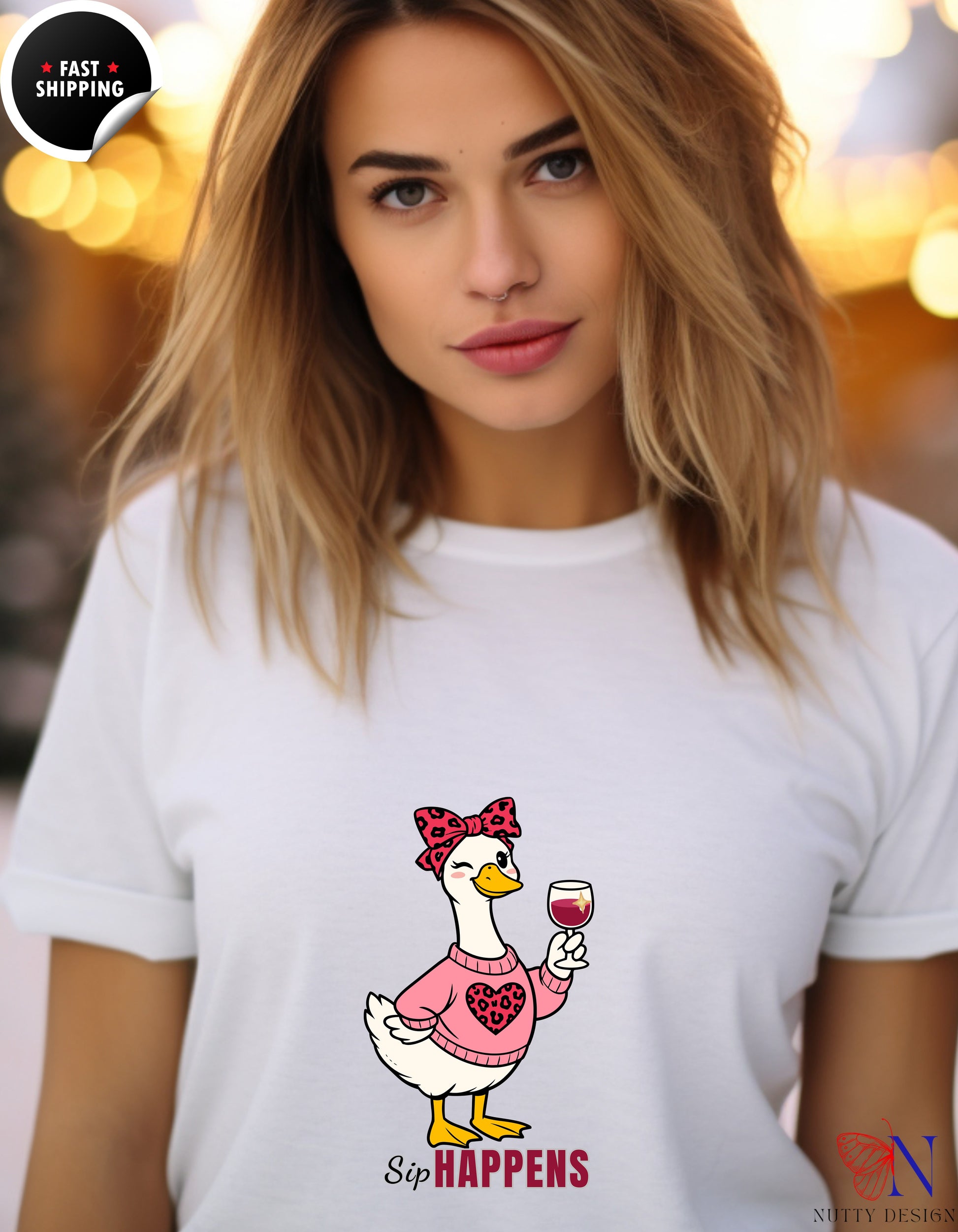 Sip Happens Mama Goose Wine t-shirt lifestyle mockup - Mother's Day gift