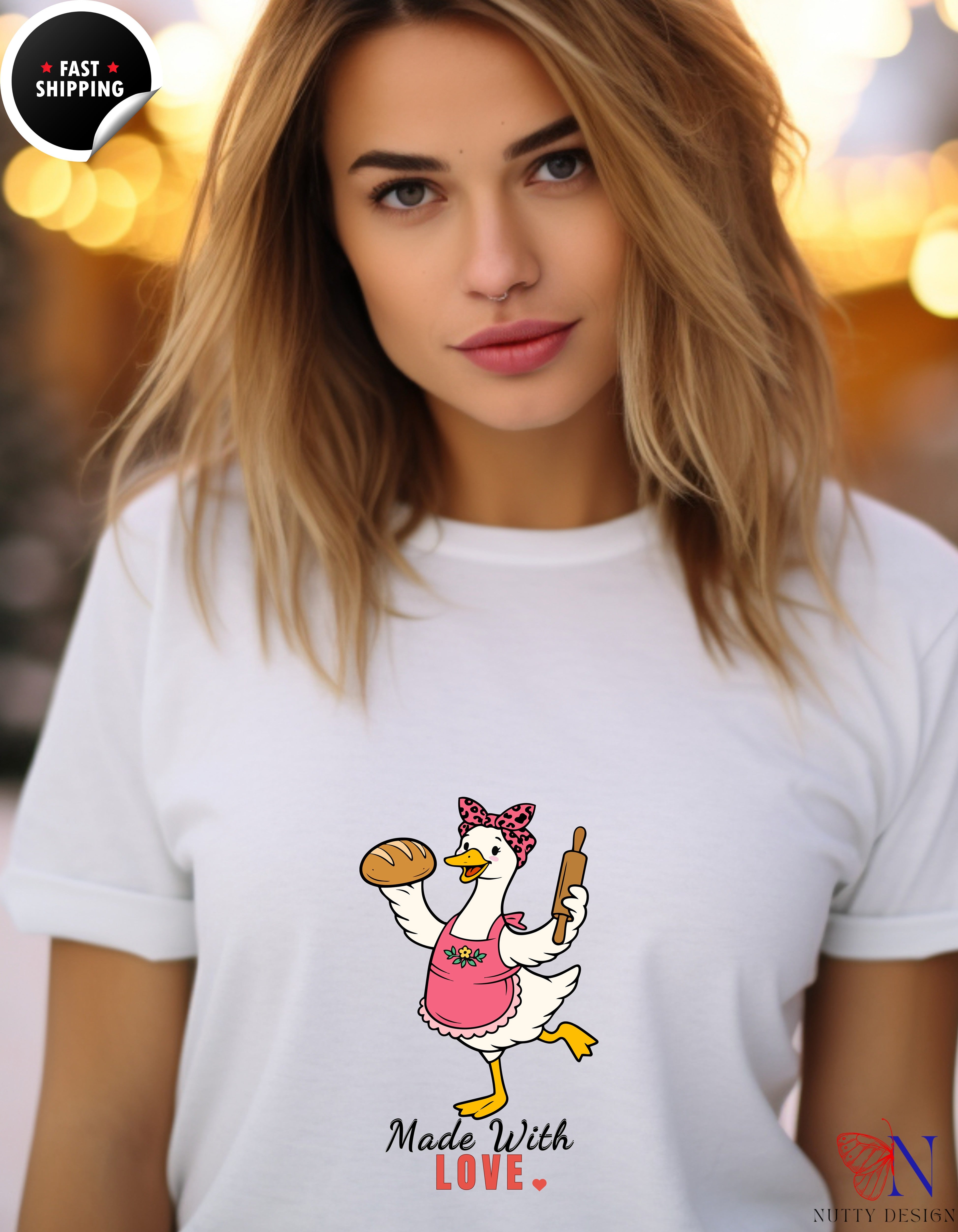Made With Love Baker Mama Goose t-shirt lifestyle mockup - Mother's Day gift