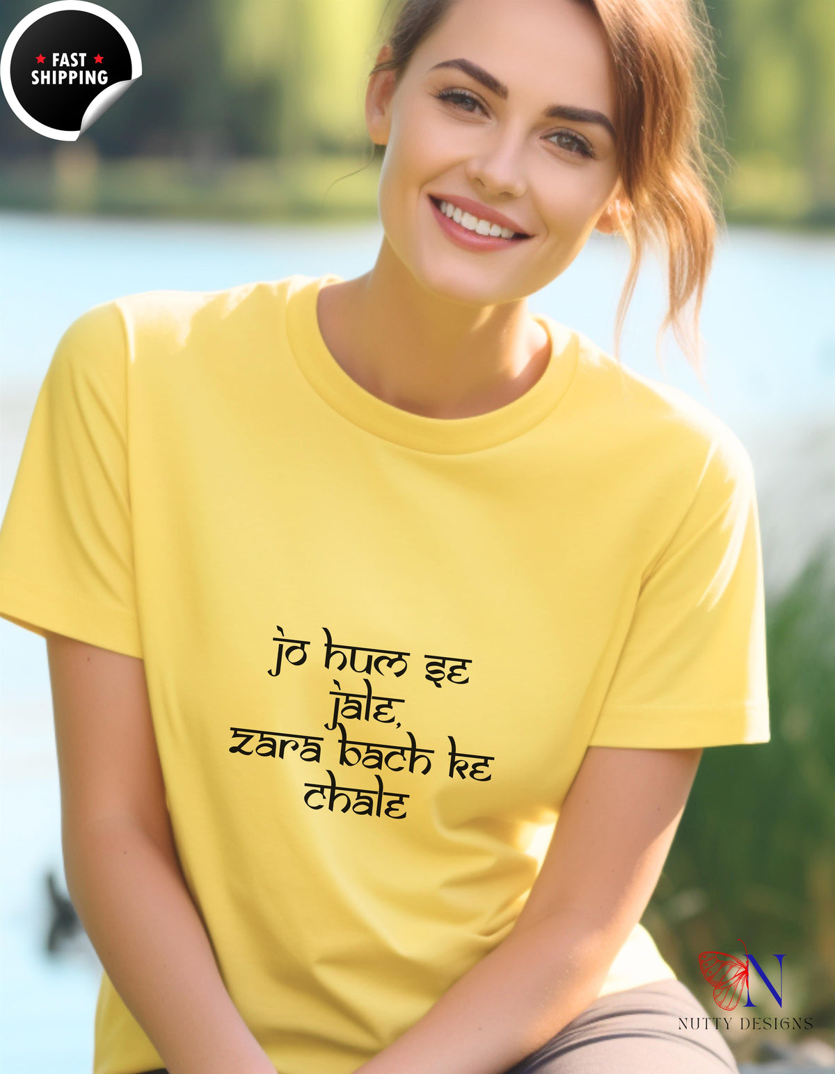 Jo Hum Se Jale Desi graphic T-shirt - Yellow