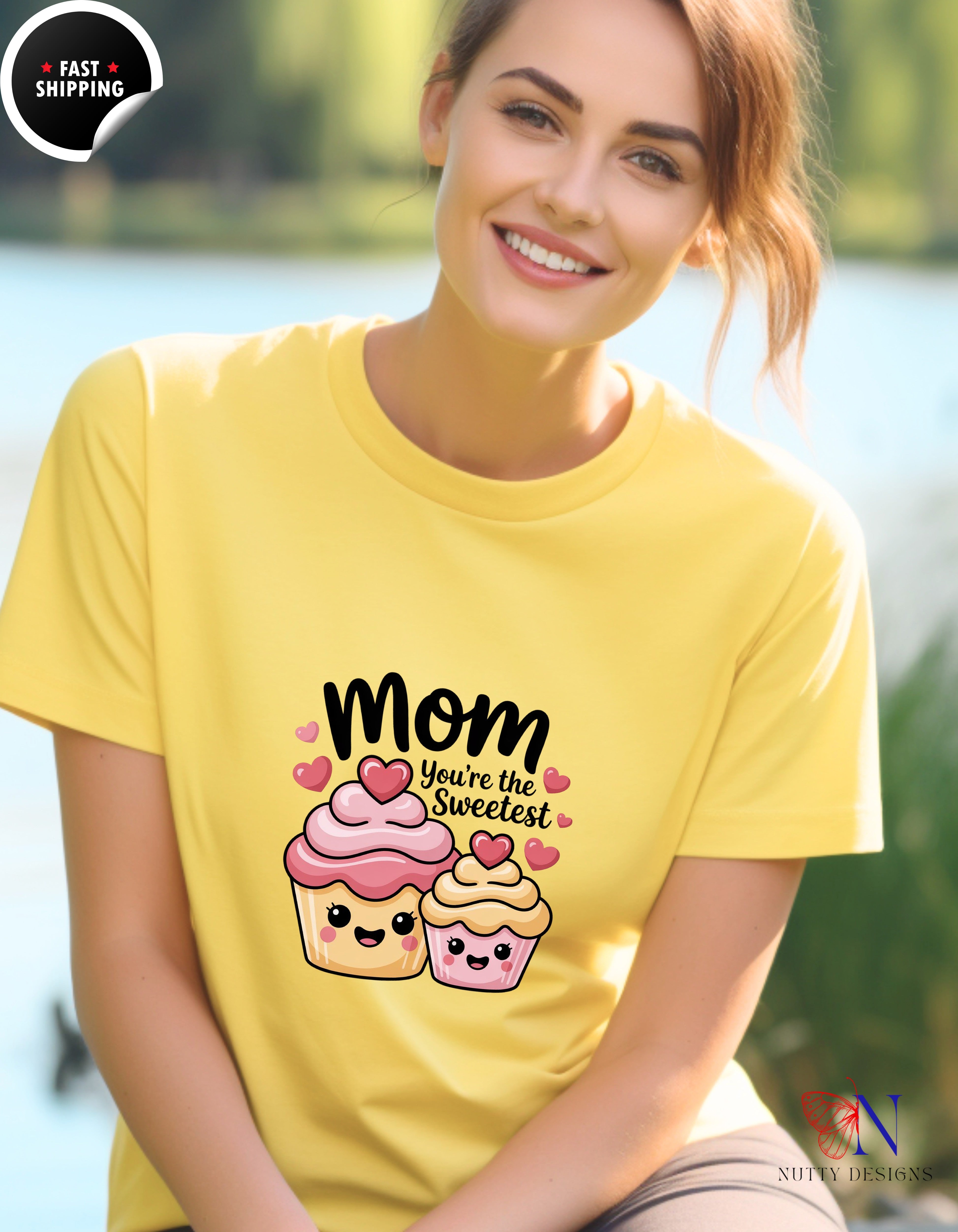 Mom You're The Sweetest Cupcake t-shirt lifestyle mockup - Mother's Day gift