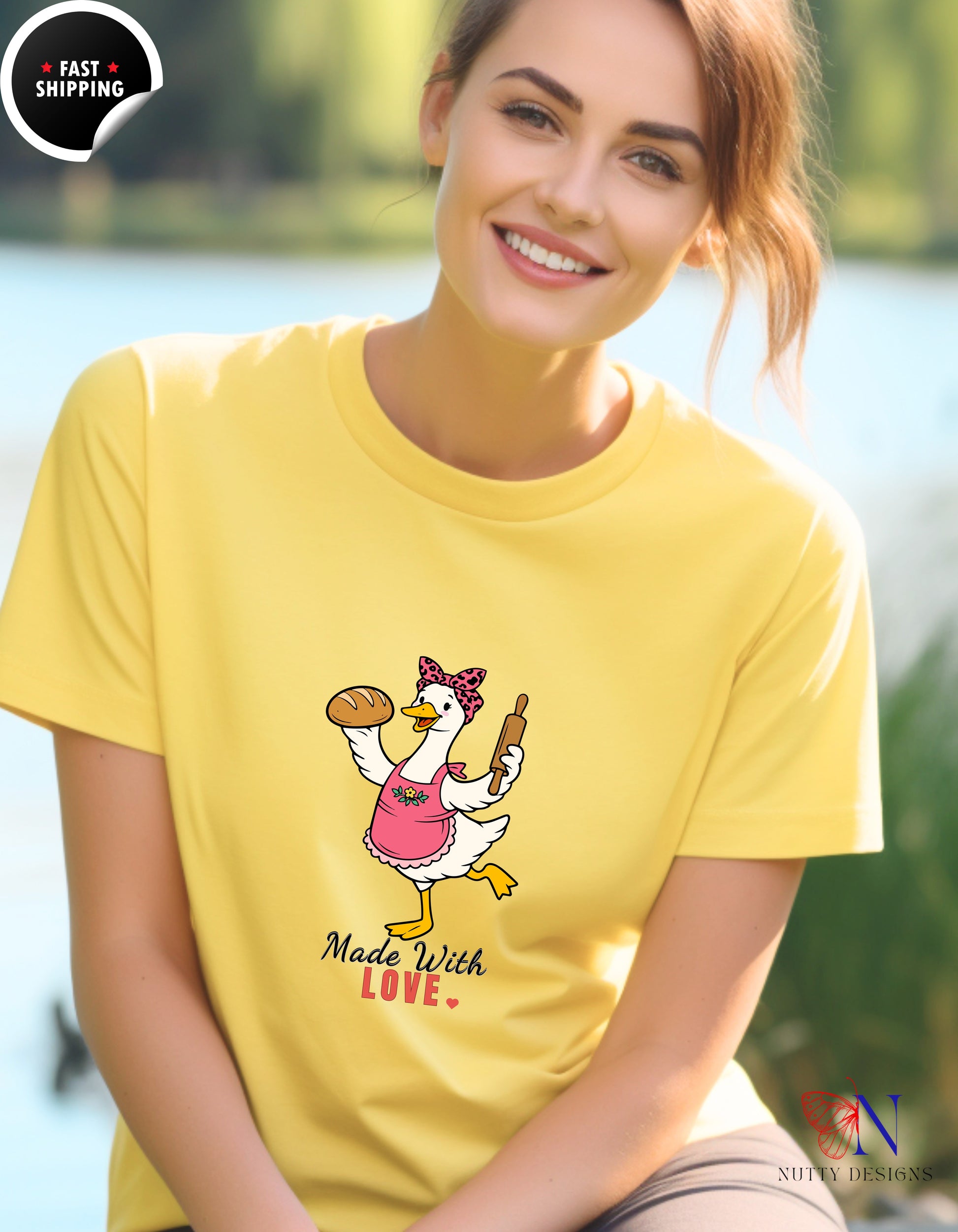 Made With Love Baker Mama Goose t-shirt lifestyle mockup - Mother's Day gift